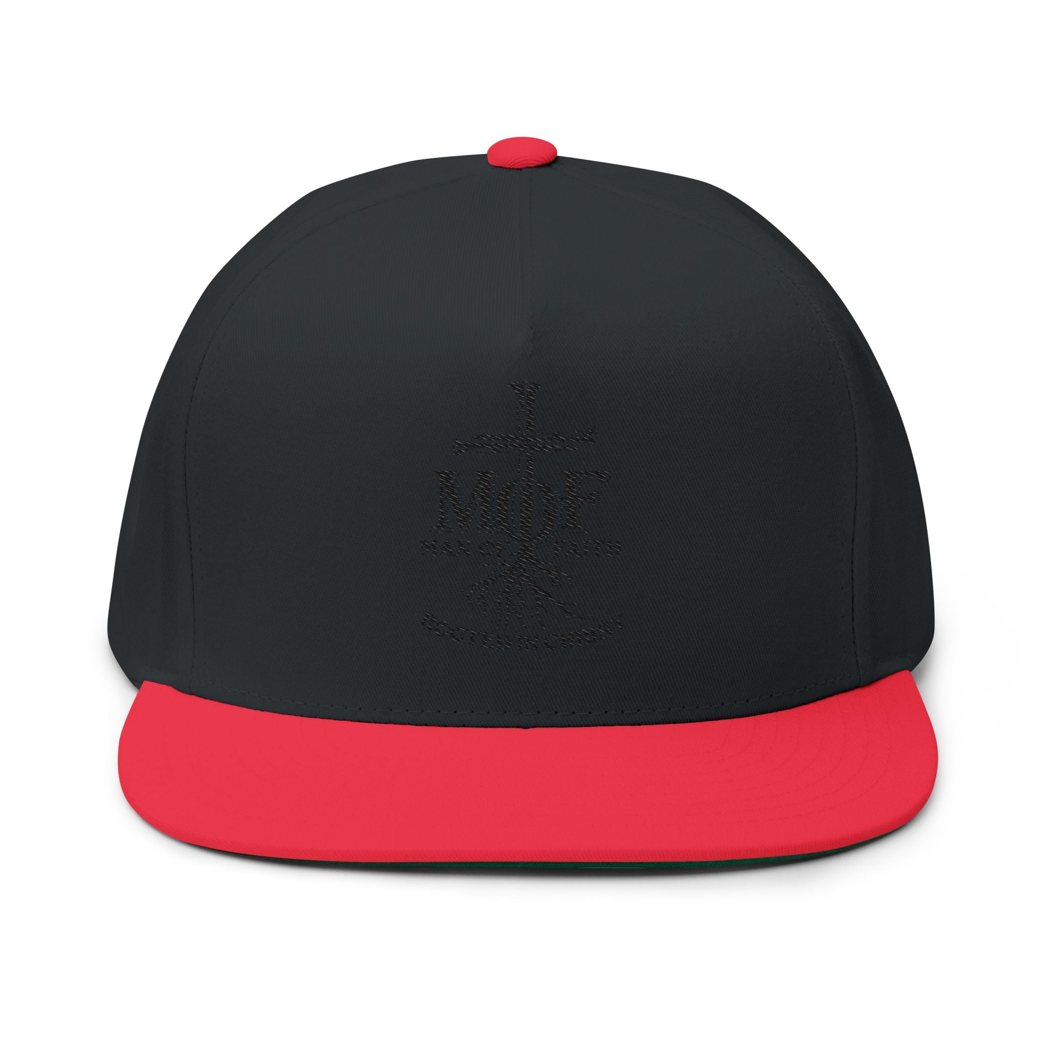 Embroidered 'Man of Faith' Flat Bill Cap — Rooted in Christ Snapback