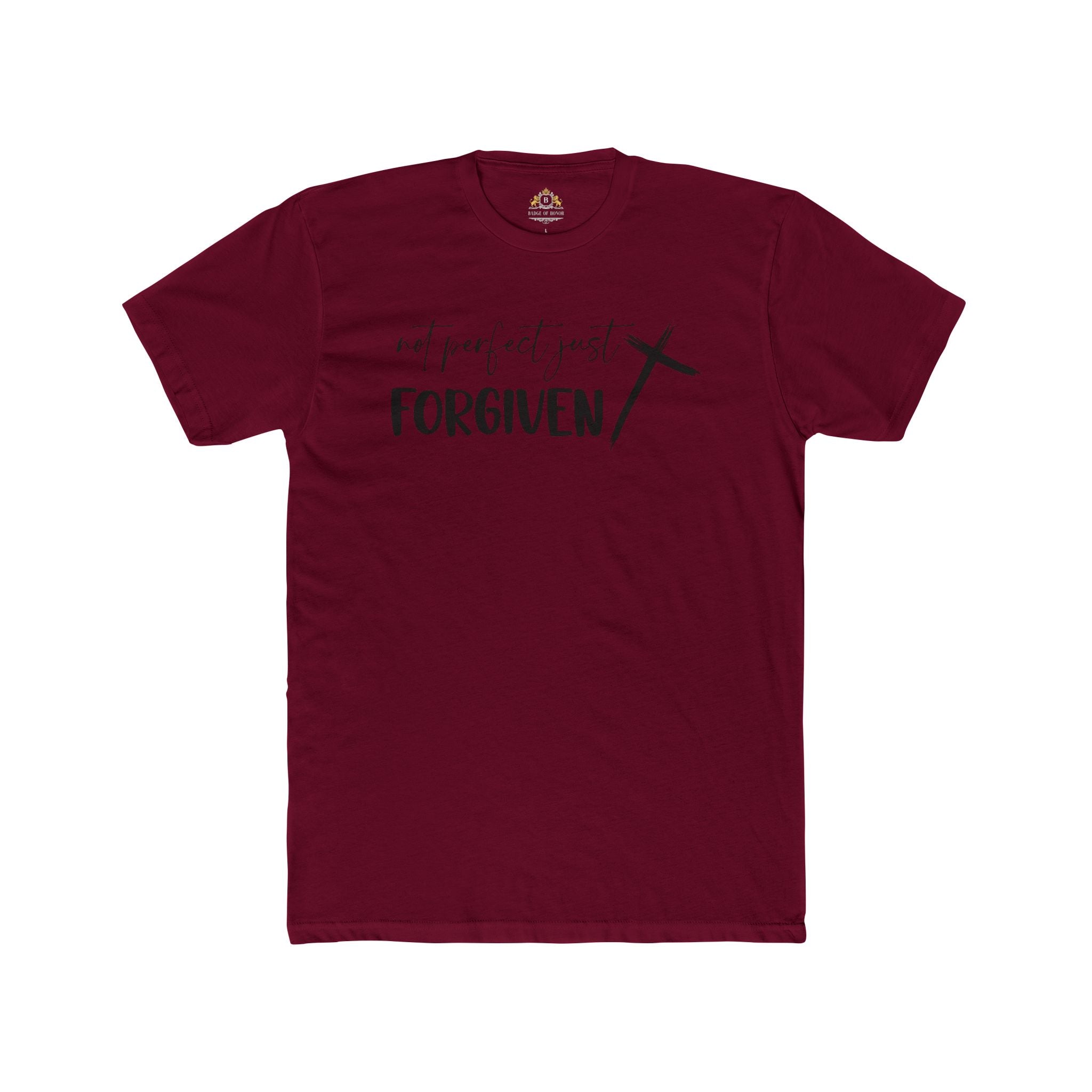 Forgiven Cross T-Shirt — 'Not Perfect Just Forgiven' Christian Tee