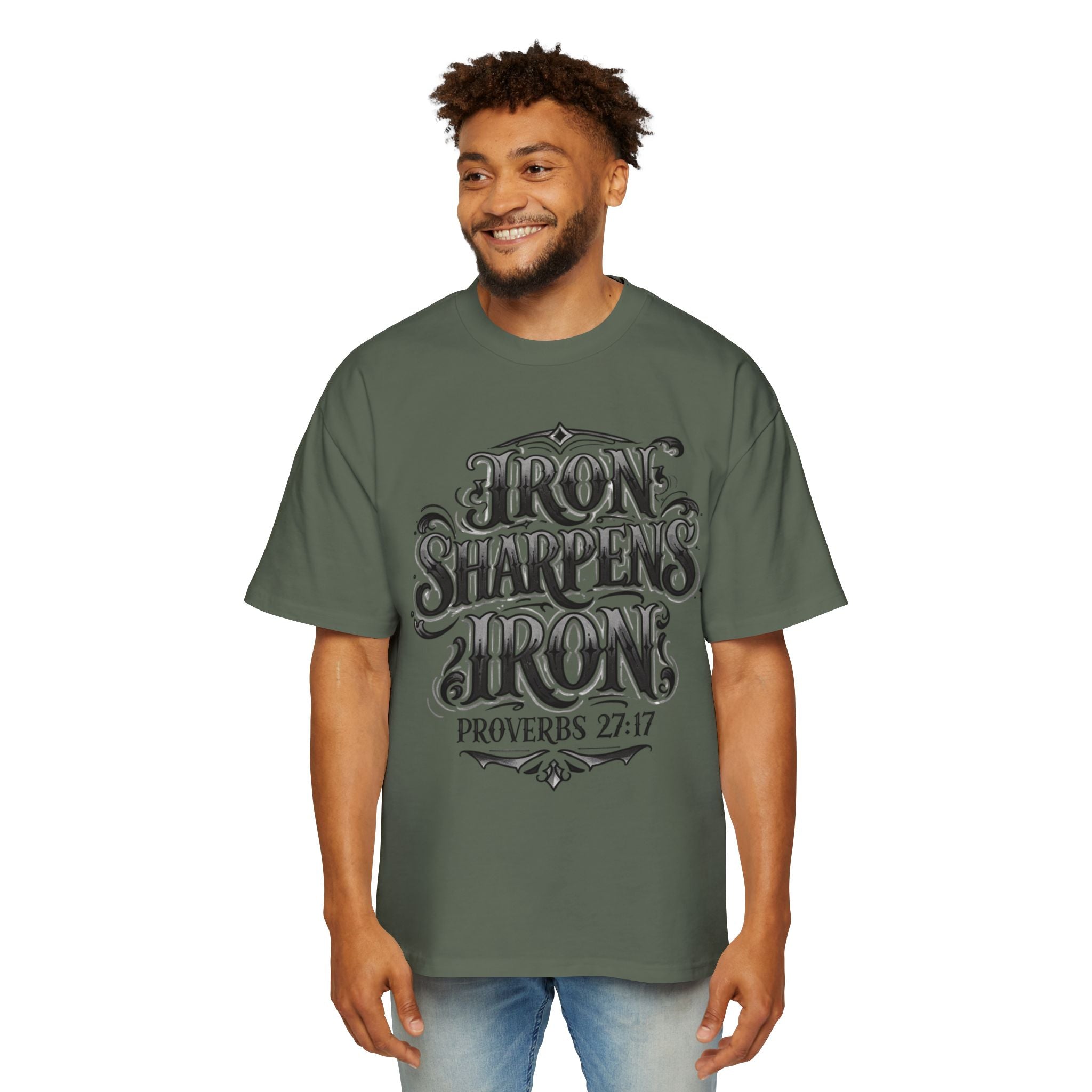 T-Shirt — "Iron Sharpens Iron" Proverbs 27:17 Christian Graphic Tee