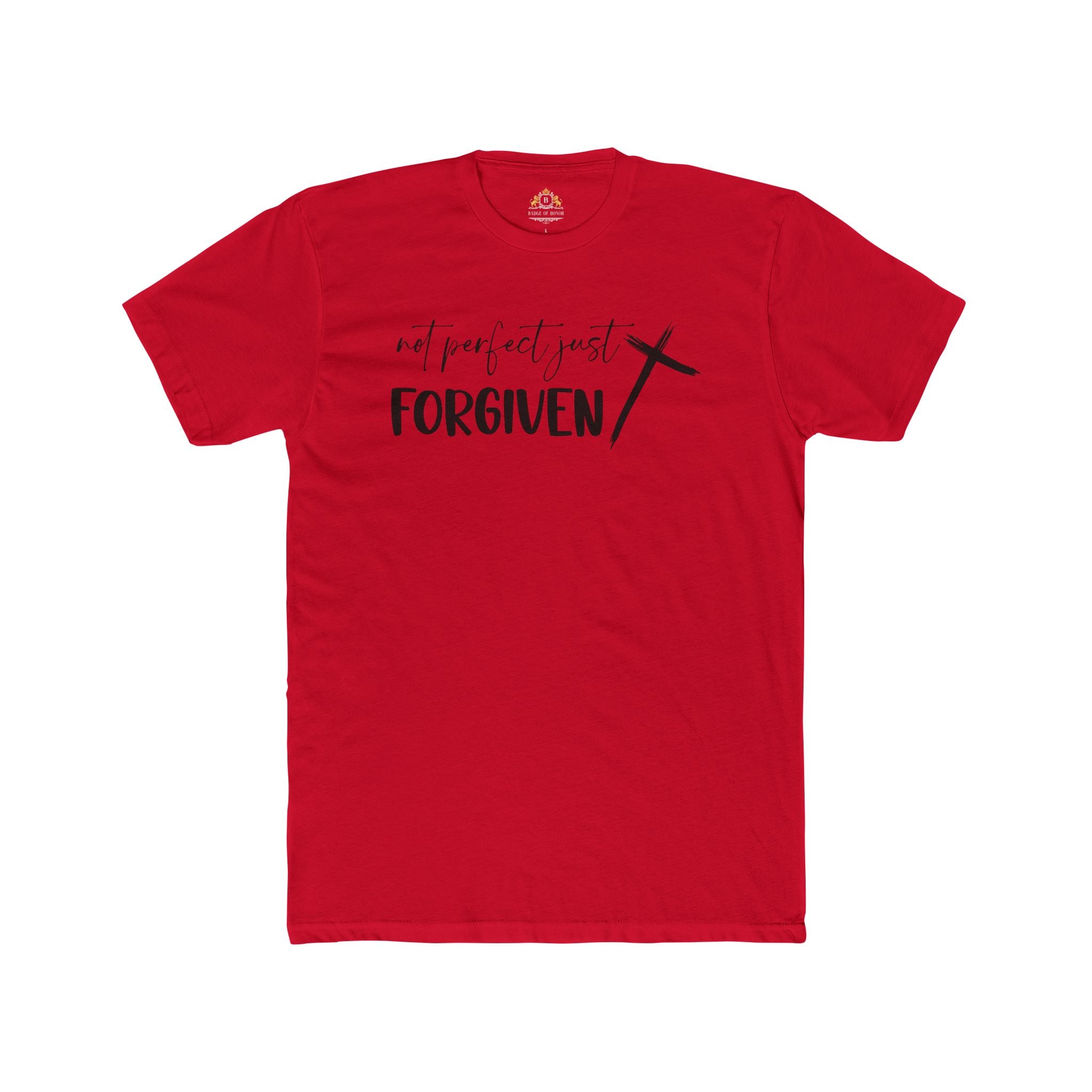 Forgiven Cross T-Shirt — 'Not Perfect Just Forgiven' Christian Tee