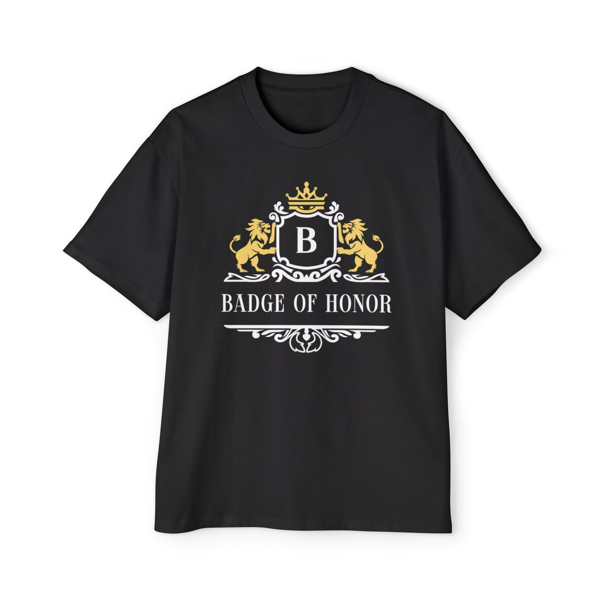 Badge Of Honor Crest Tee — Men's Oversized Graphic T-Shirt