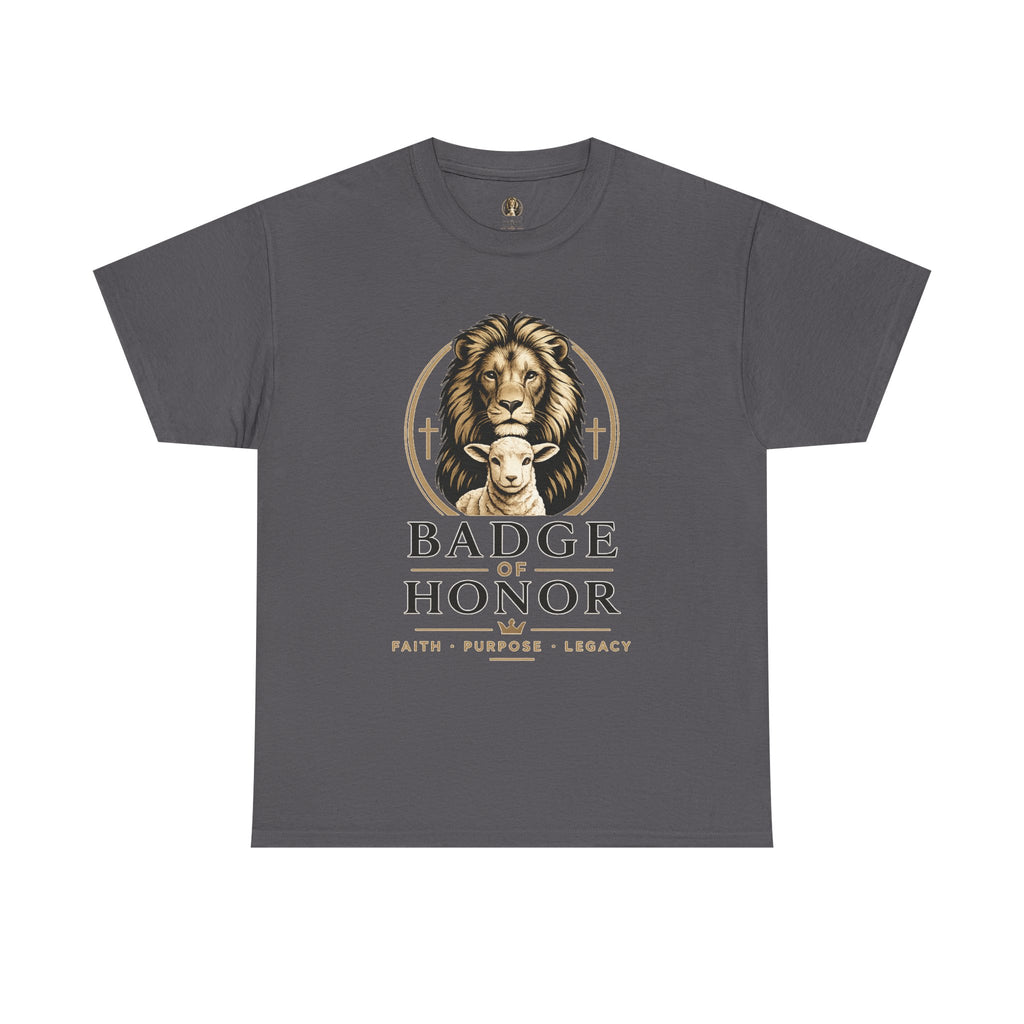 "Badge Of Honor" Lion Graphic Tee (Faith • Purpose • Legacy)