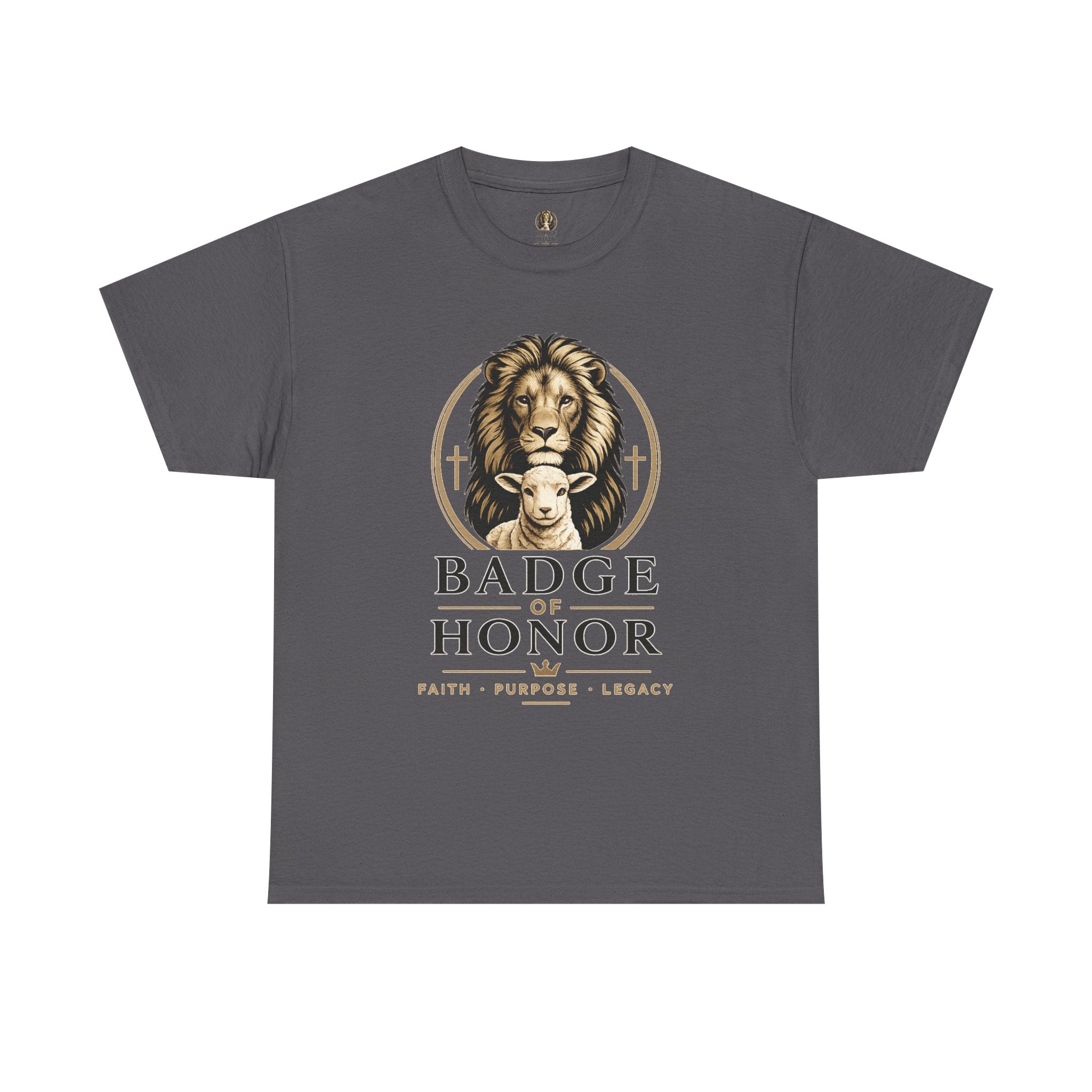 "Badge Of Honor" Lion Graphic Tee (Faith • Purpose • Legacy)