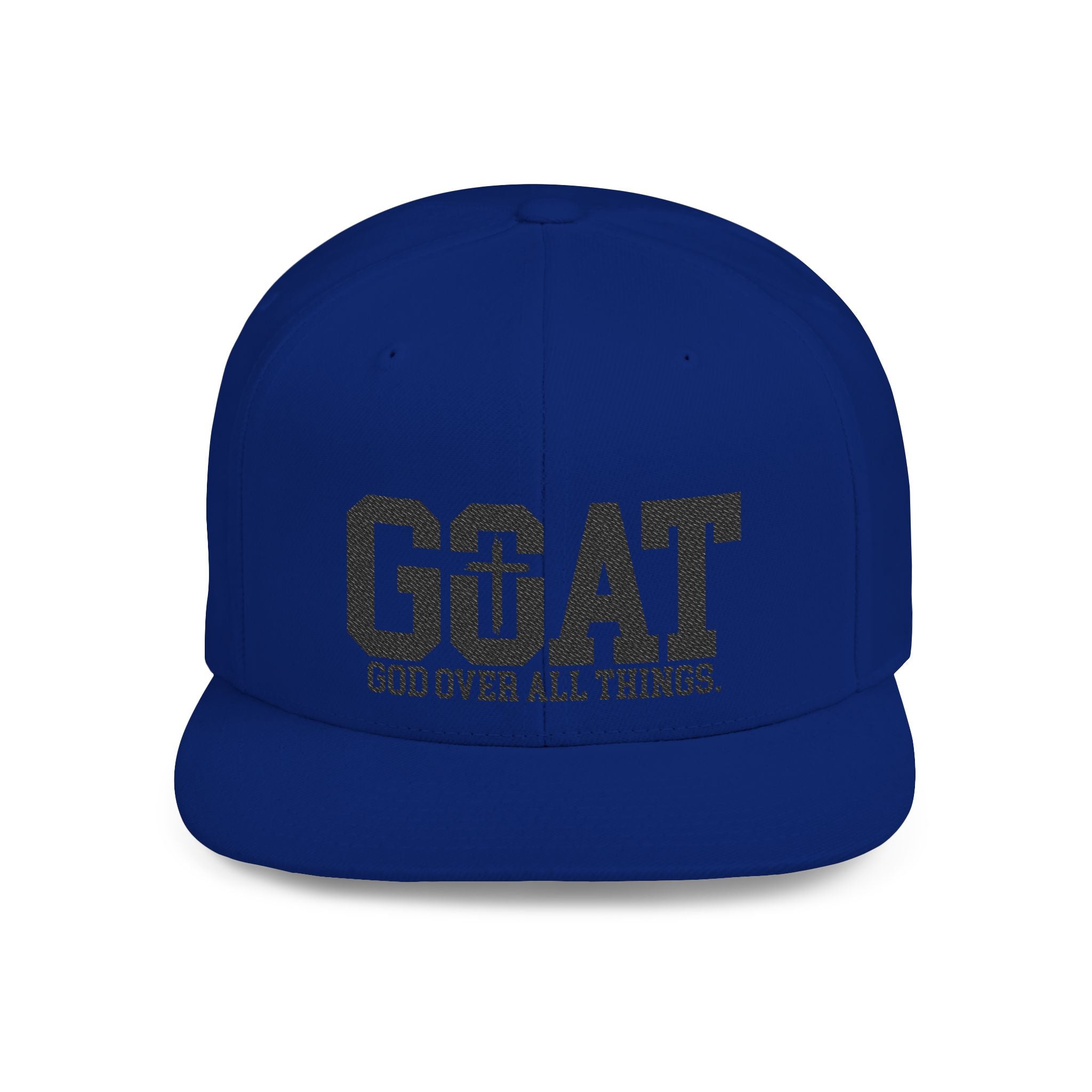 GOAT Snapback Hat — "God Over All Things" Flat-Bill Christian Baseball Cap