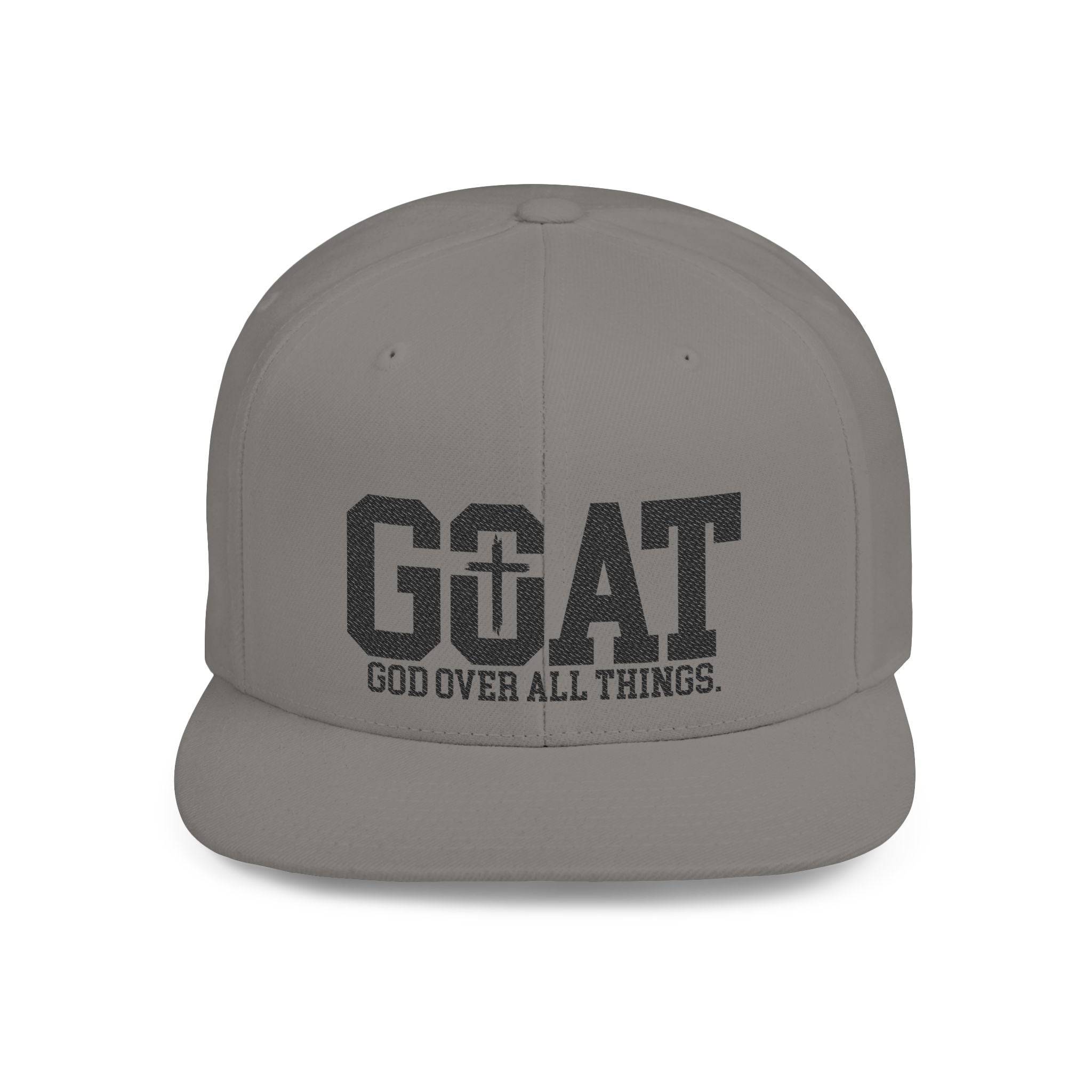 GOAT Snapback Hat — "God Over All Things" Flat-Bill Christian Baseball Cap