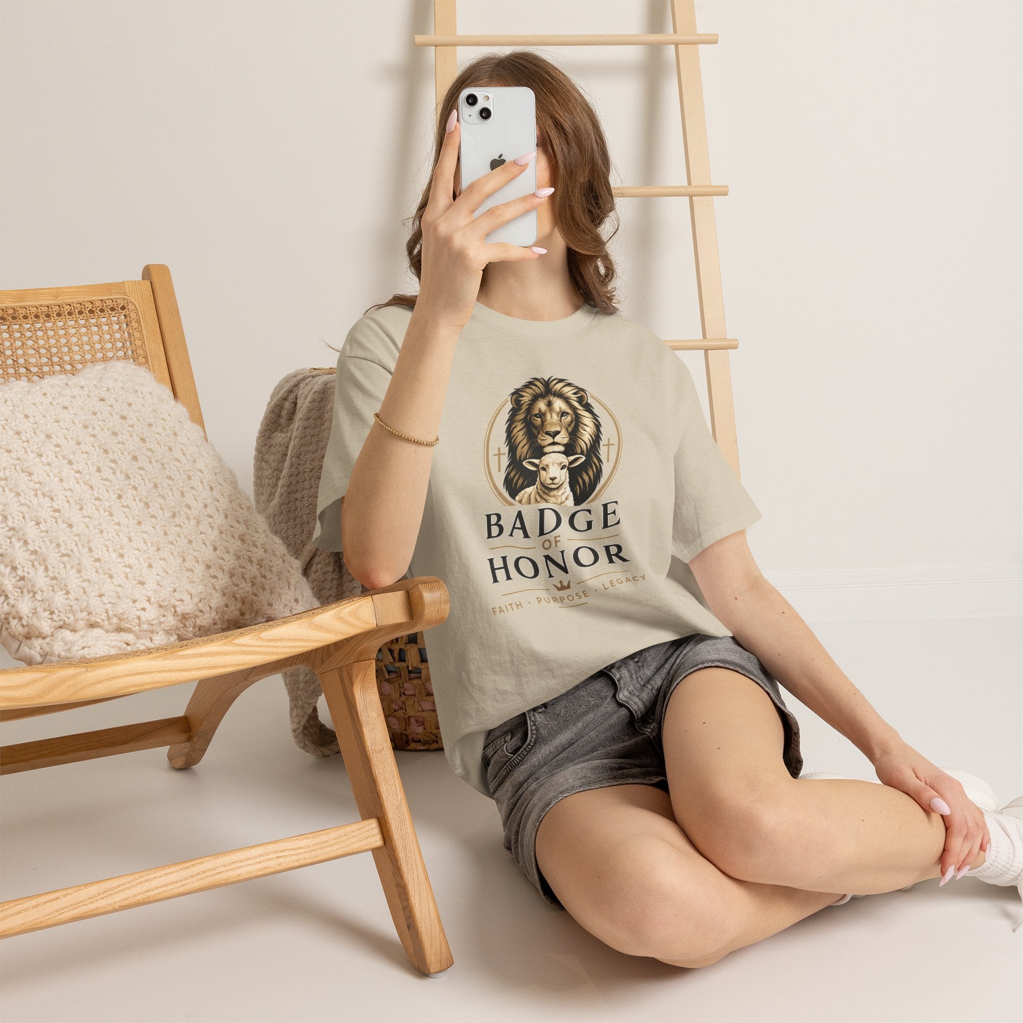 "Badge Of Honor" Lion Graphic Tee (Faith • Purpose • Legacy)
