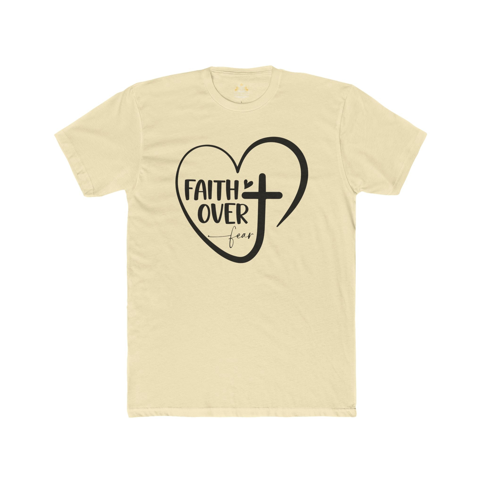 Faith Over Fear Heart T-Shirt — Christian Cross Inspirational Tee