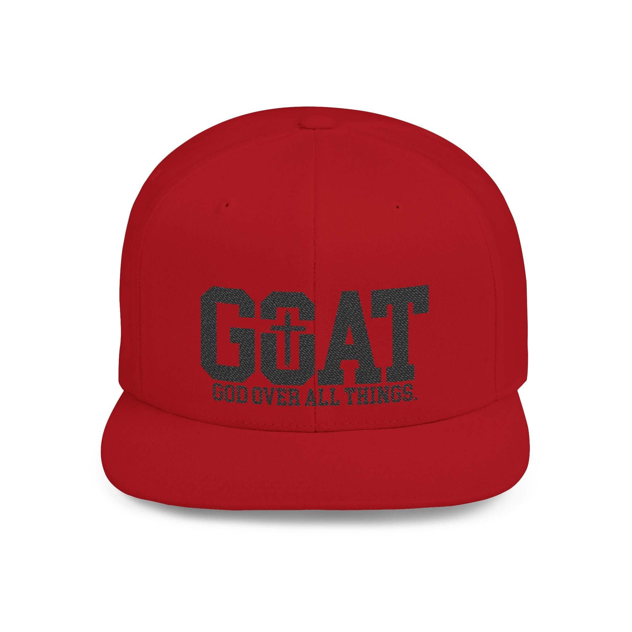 GOAT Snapback Hat — "God Over All Things" Flat-Bill Christian Baseball Cap
