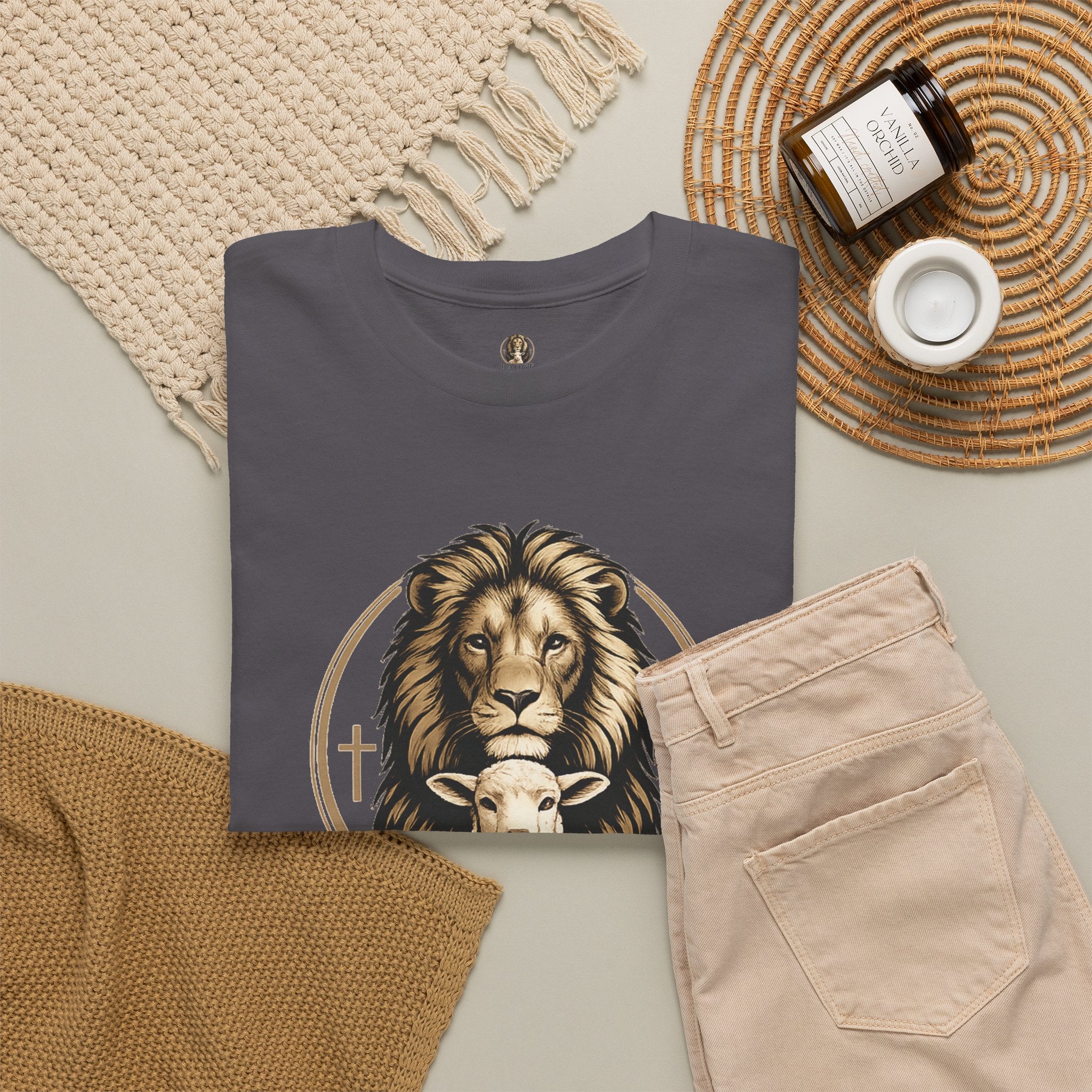 "Badge Of Honor" Lion Graphic Tee (Faith • Purpose • Legacy)