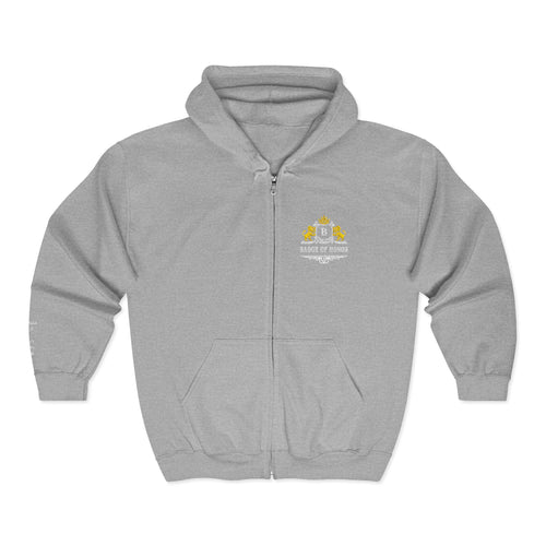 Badge Of Honor Crest Full-Zip Hoodie — "Proverbs 3:5-6 Trust In the LORD"