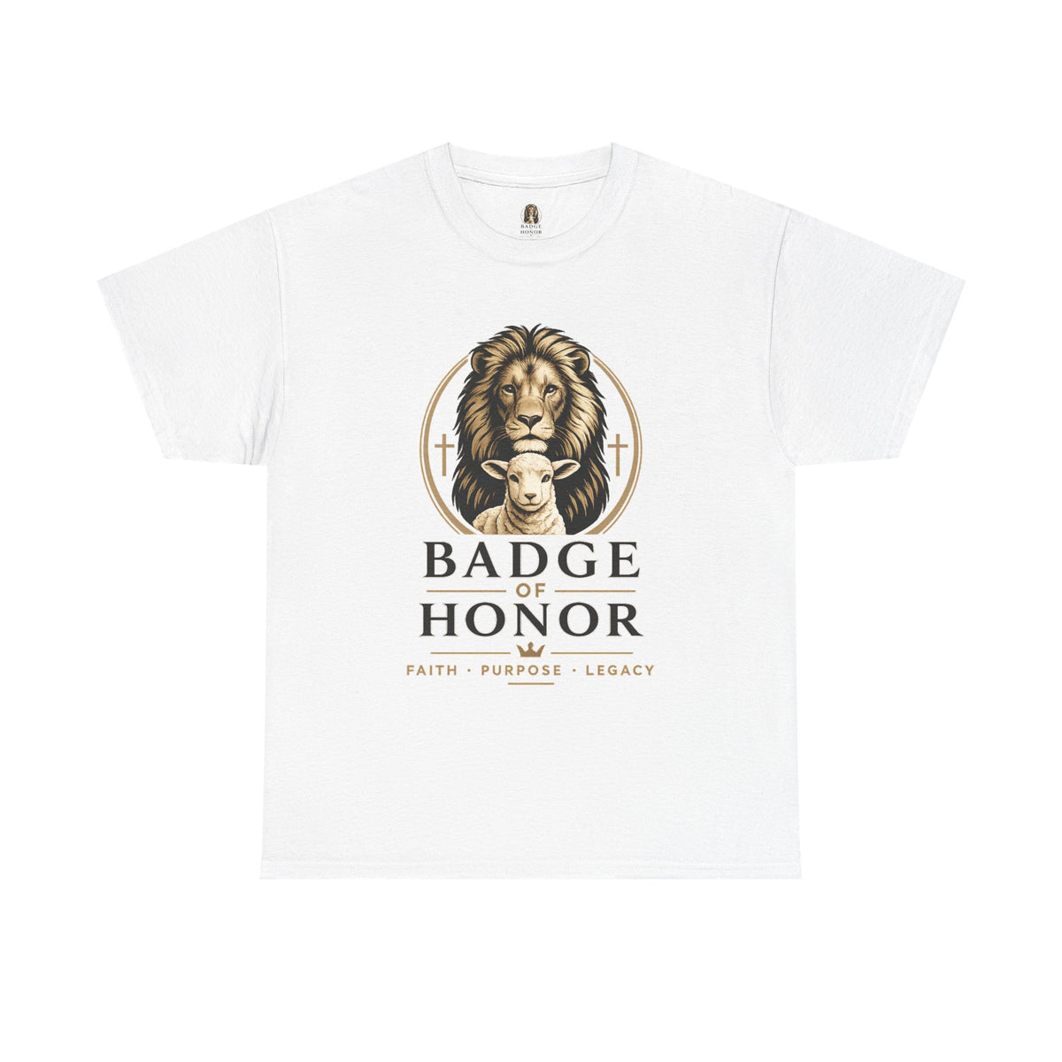 "Badge Of Honor" Lion Graphic Tee (Faith • Purpose • Legacy)