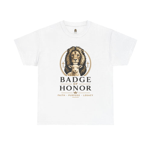 "Badge Of Honor" Lion Graphic Tee (Faith • Purpose • Legacy)