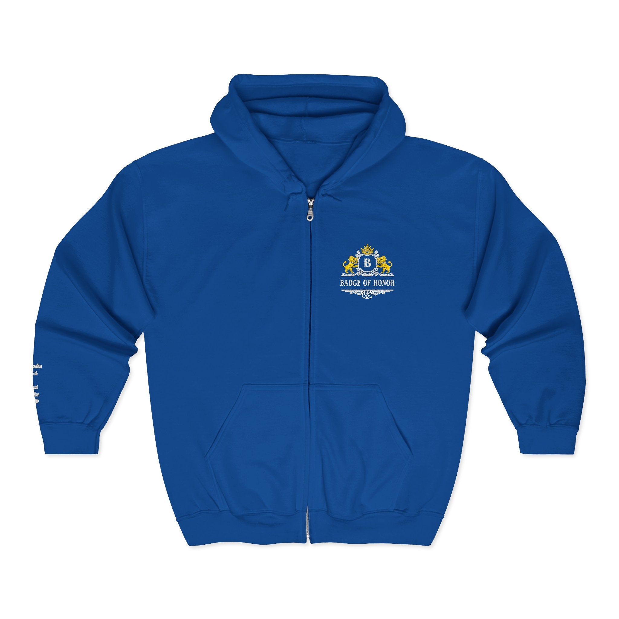 Badge Of Honor Crest Full-Zip Hoodie — "Proverbs 3:5-6 Trust In the LORD"