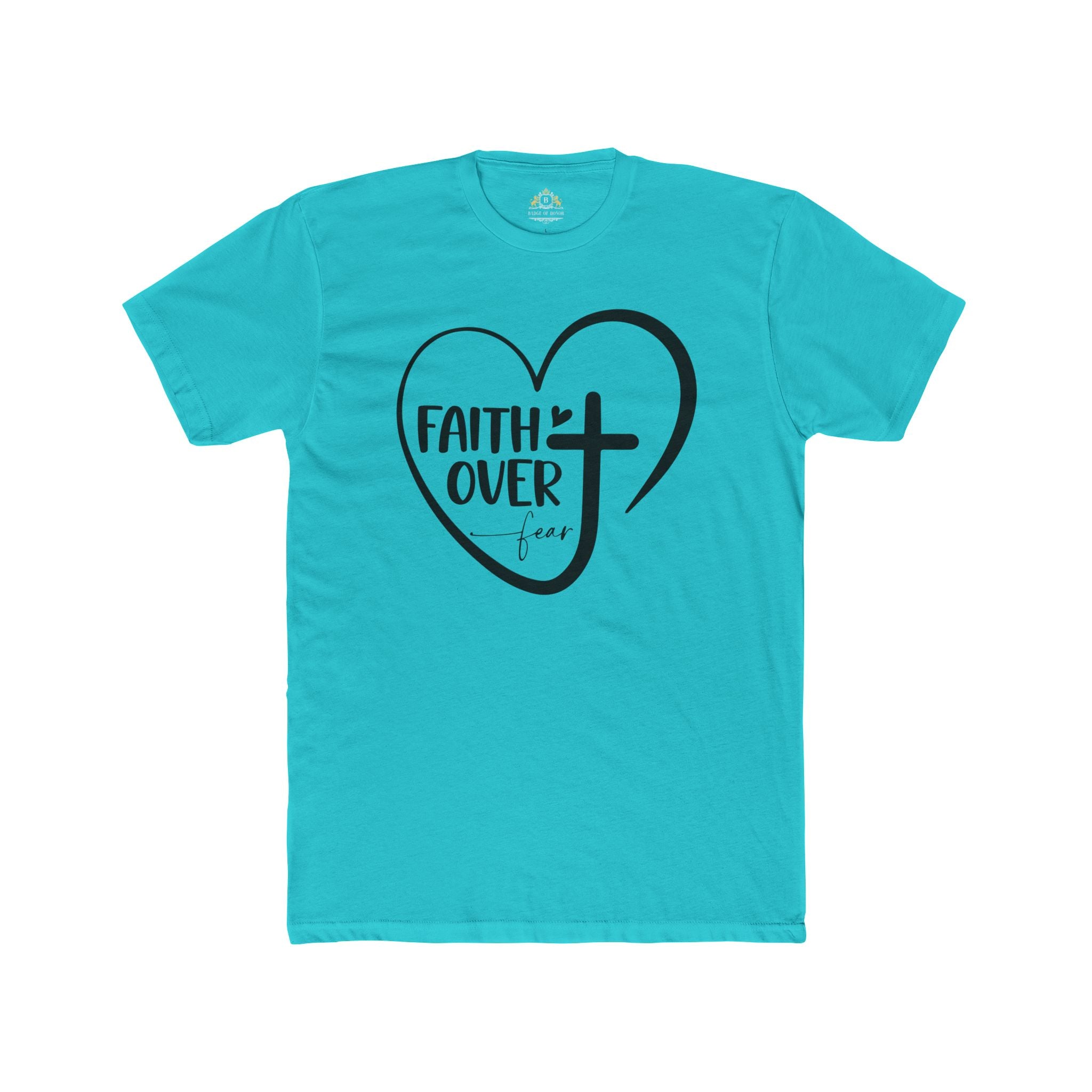 Faith Over Fear Heart T-Shirt — Christian Cross Inspirational Tee