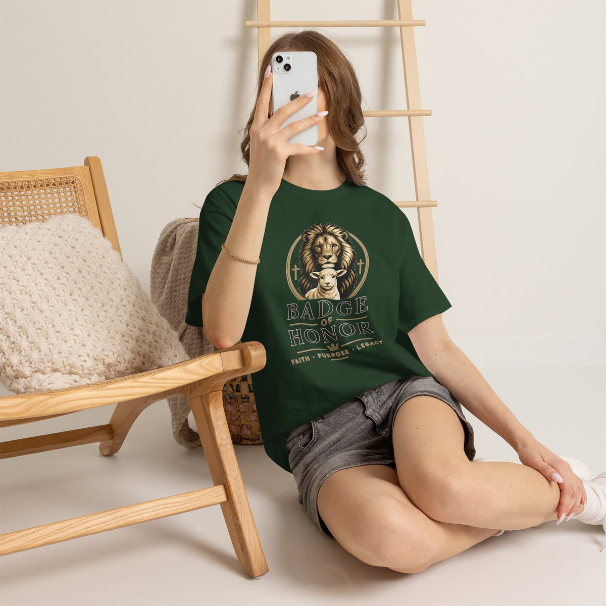 "Badge Of Honor" Lion Graphic Tee (Faith • Purpose • Legacy)