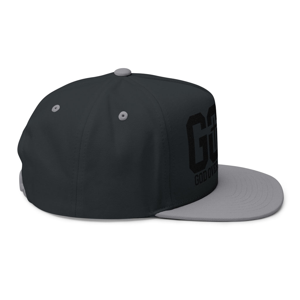 GOAT Embroidered Flat Bill Cap — "God Over All Things" Christian Snapback
