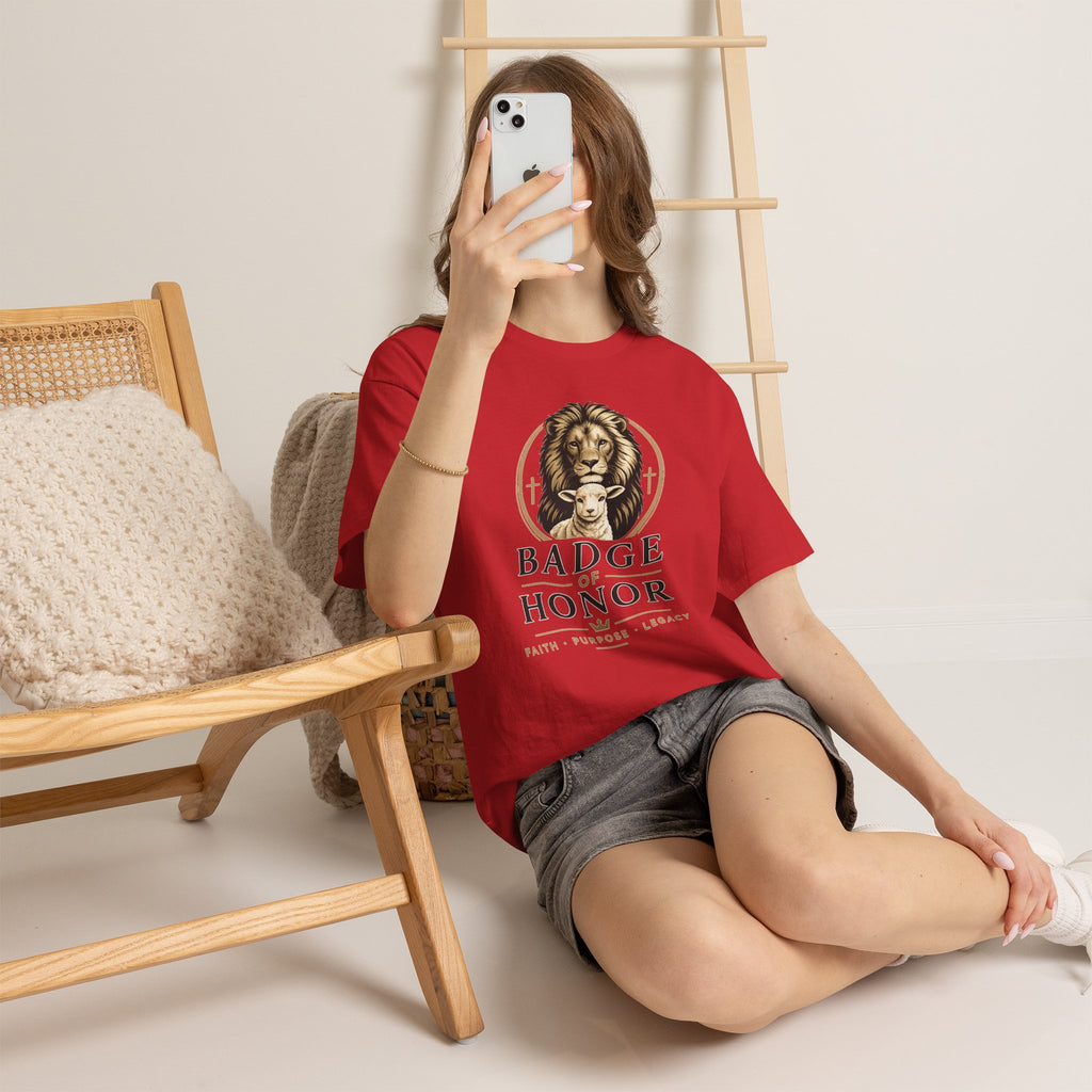 "Badge Of Honor" Lion Graphic Tee (Faith • Purpose • Legacy)