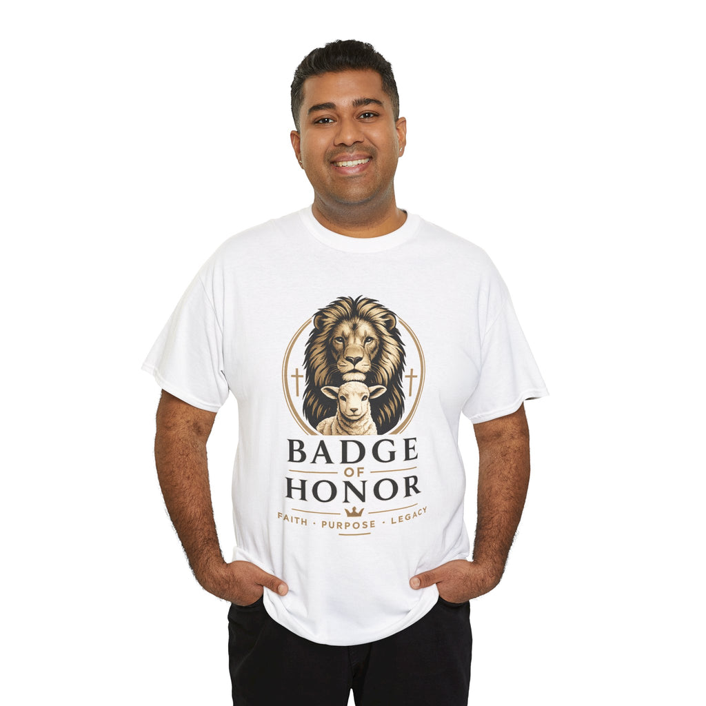 "Badge Of Honor" Lion Graphic Tee (Faith • Purpose • Legacy)