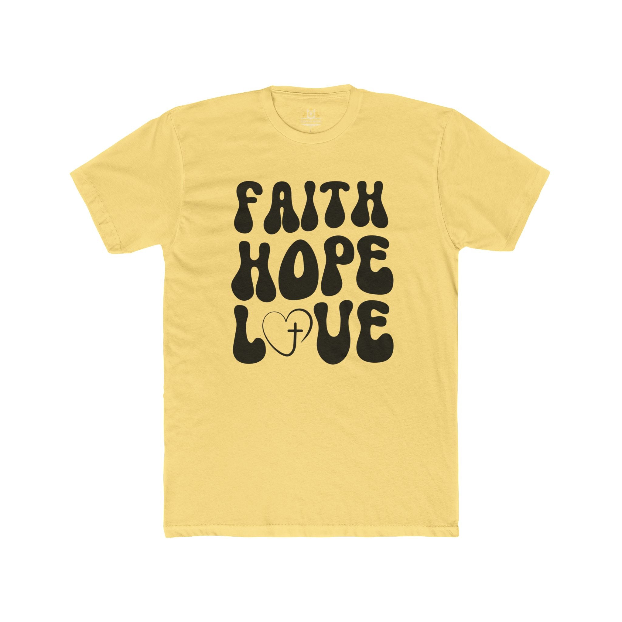 Faith Hope Love T‑Shirt — Retro Christian Tee with Heart & Cross