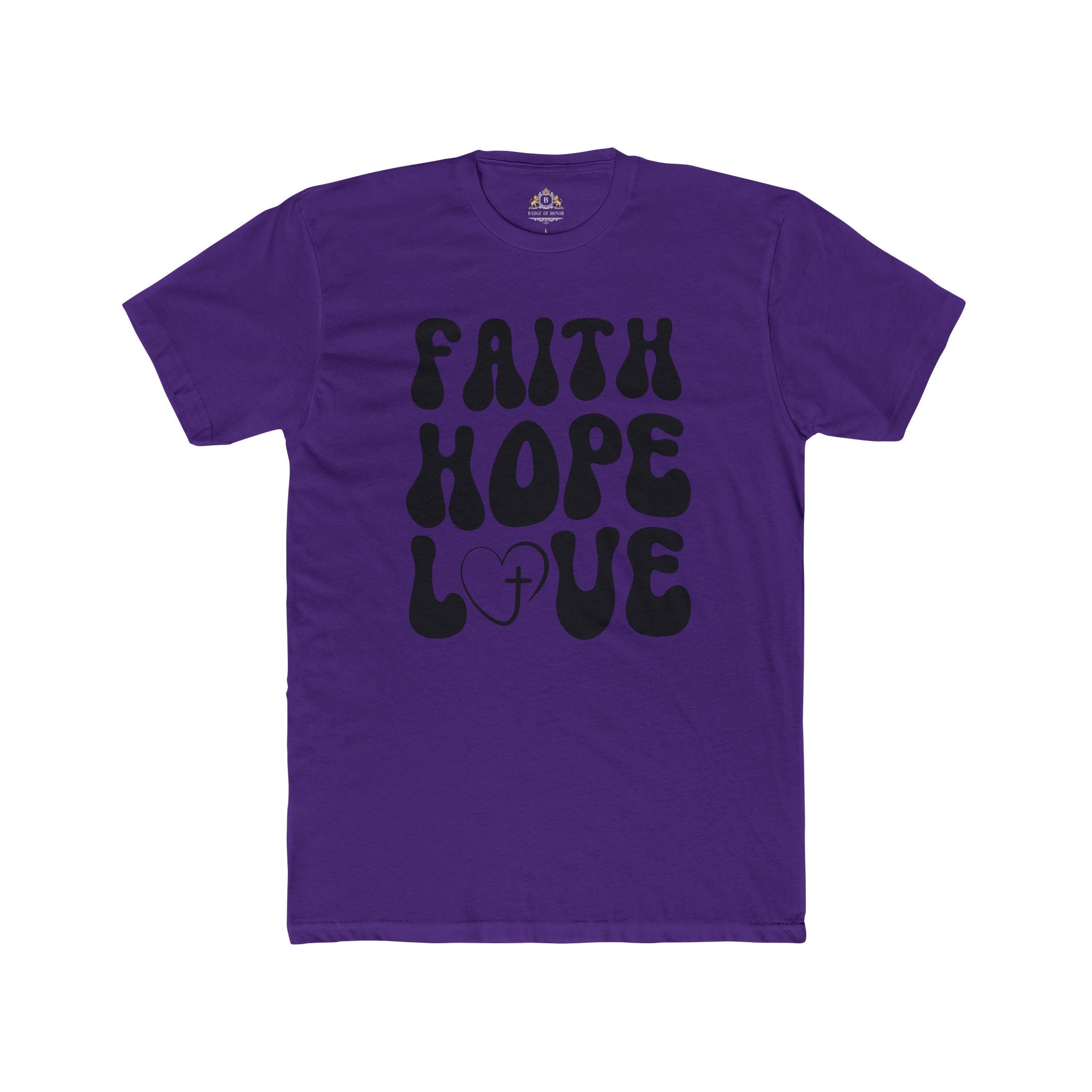 Faith Hope Love T‑Shirt — Retro Christian Tee with Heart & Cross