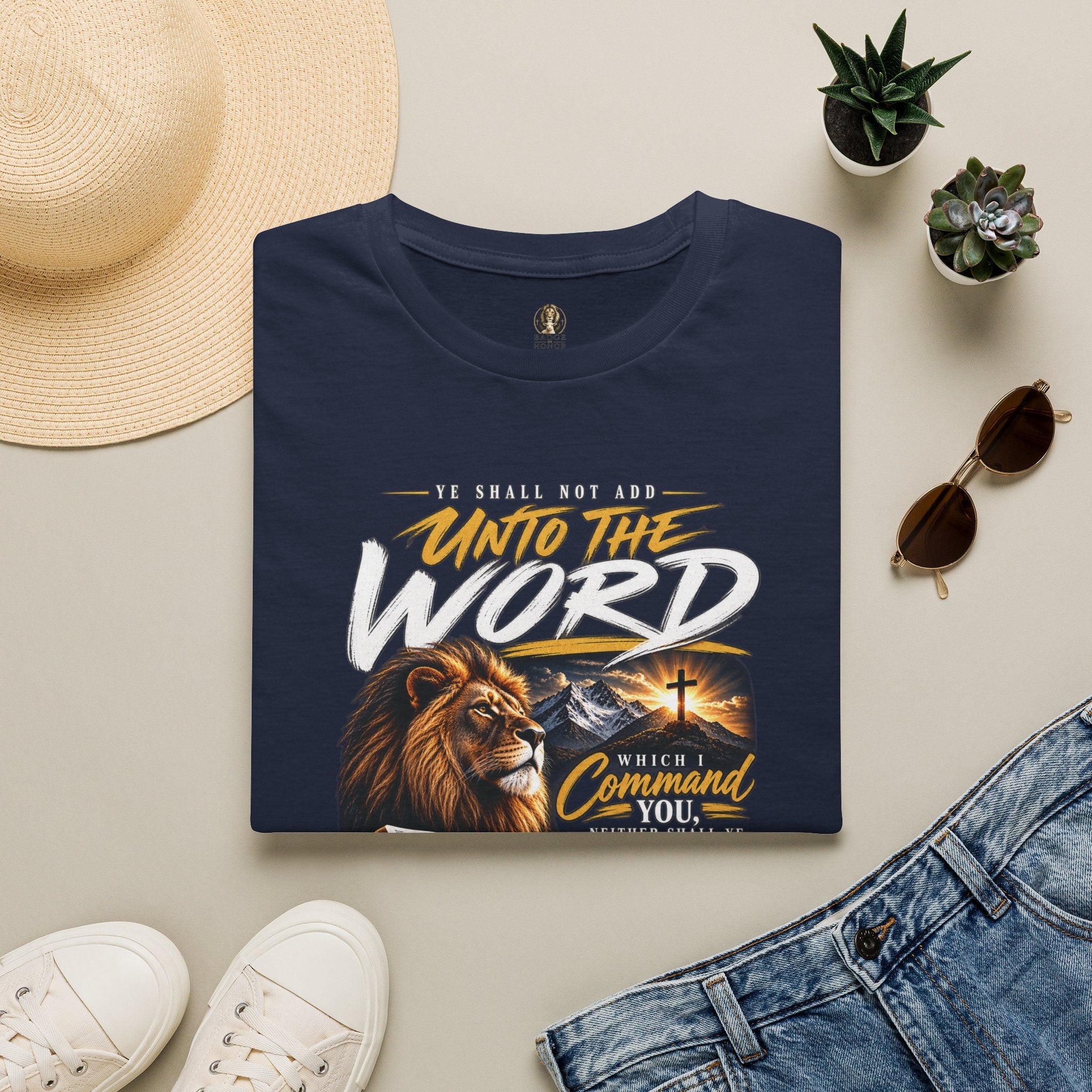 "Ye Shall Not Add Unto the Word" Lion Bible Verse - T-Shirt
