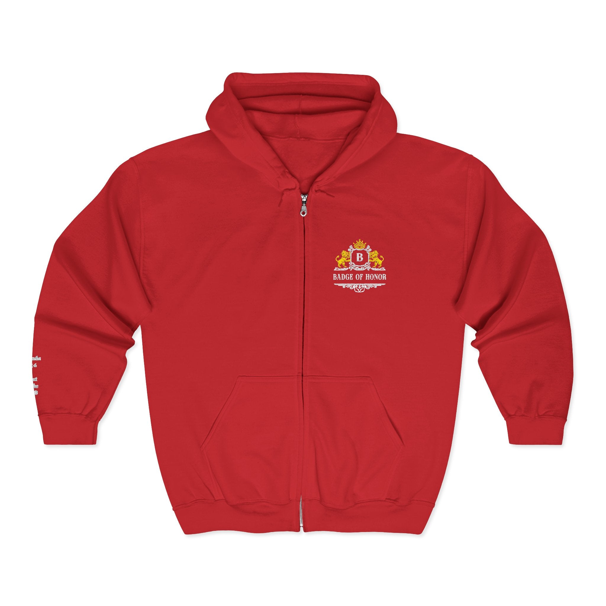 Badge Of Honor Crest Full-Zip Hoodie — "Proverbs 3:5-6 Trust In the LORD"