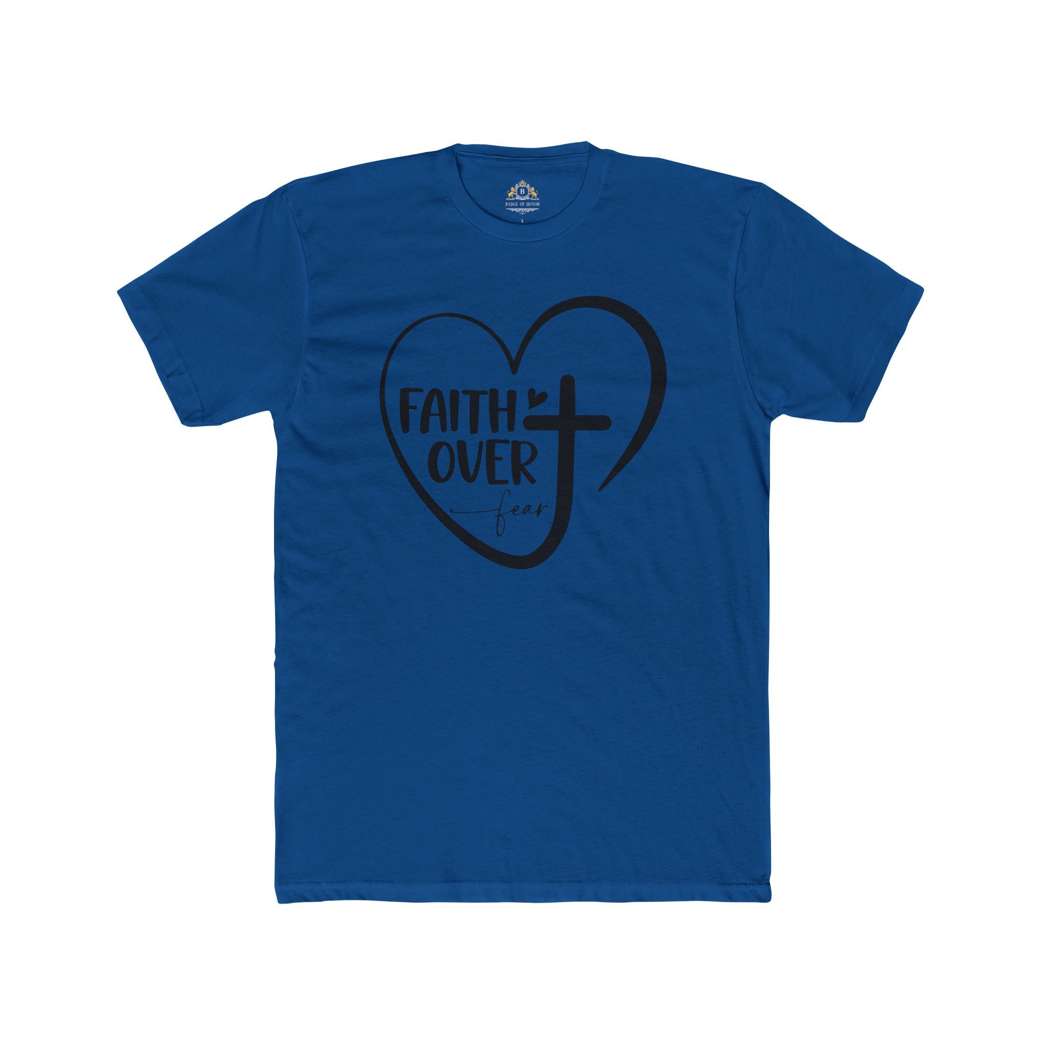 Faith Over Fear Heart T-Shirt — Christian Cross Inspirational Tee
