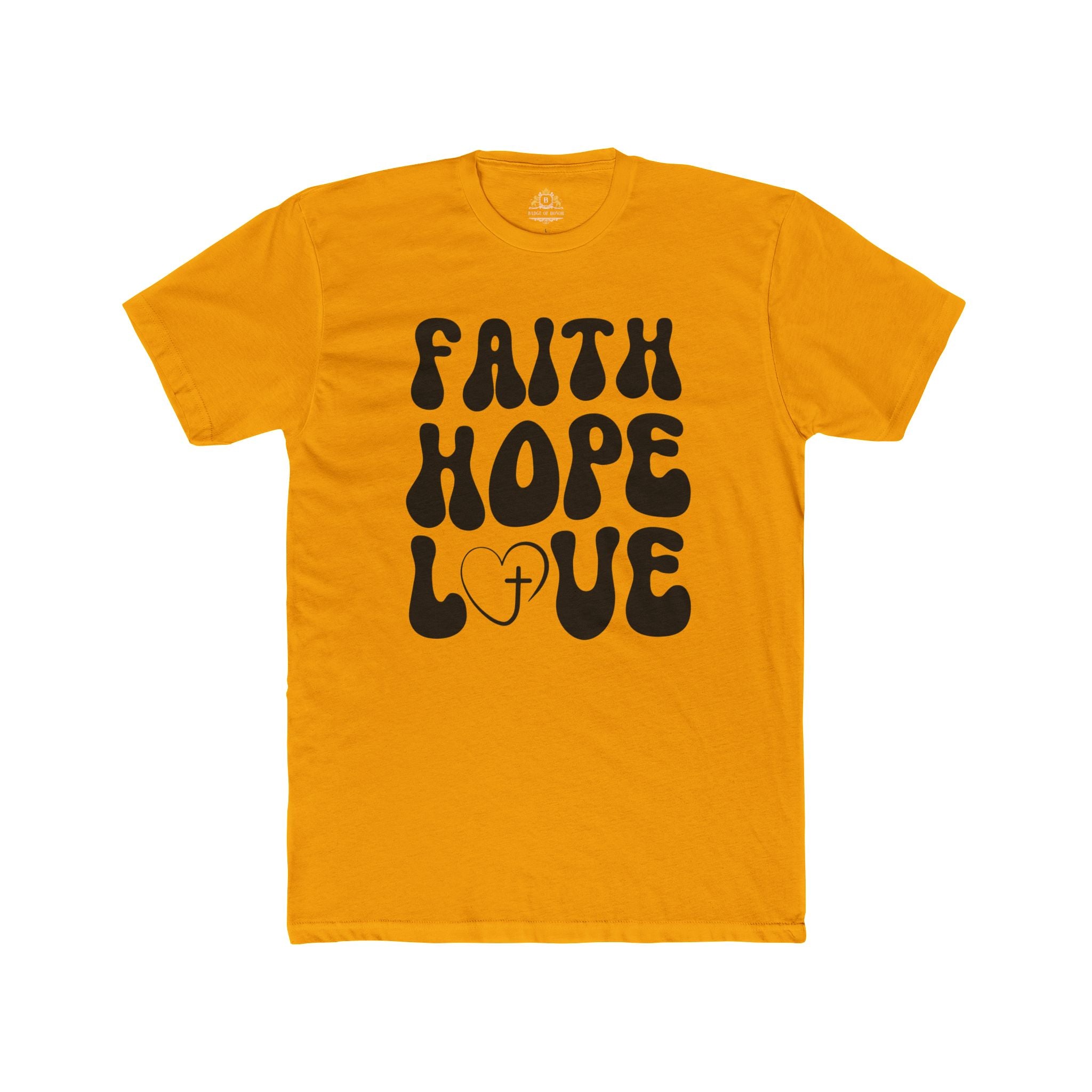 Faith Hope Love T‑Shirt — Retro Christian Tee with Heart & Cross