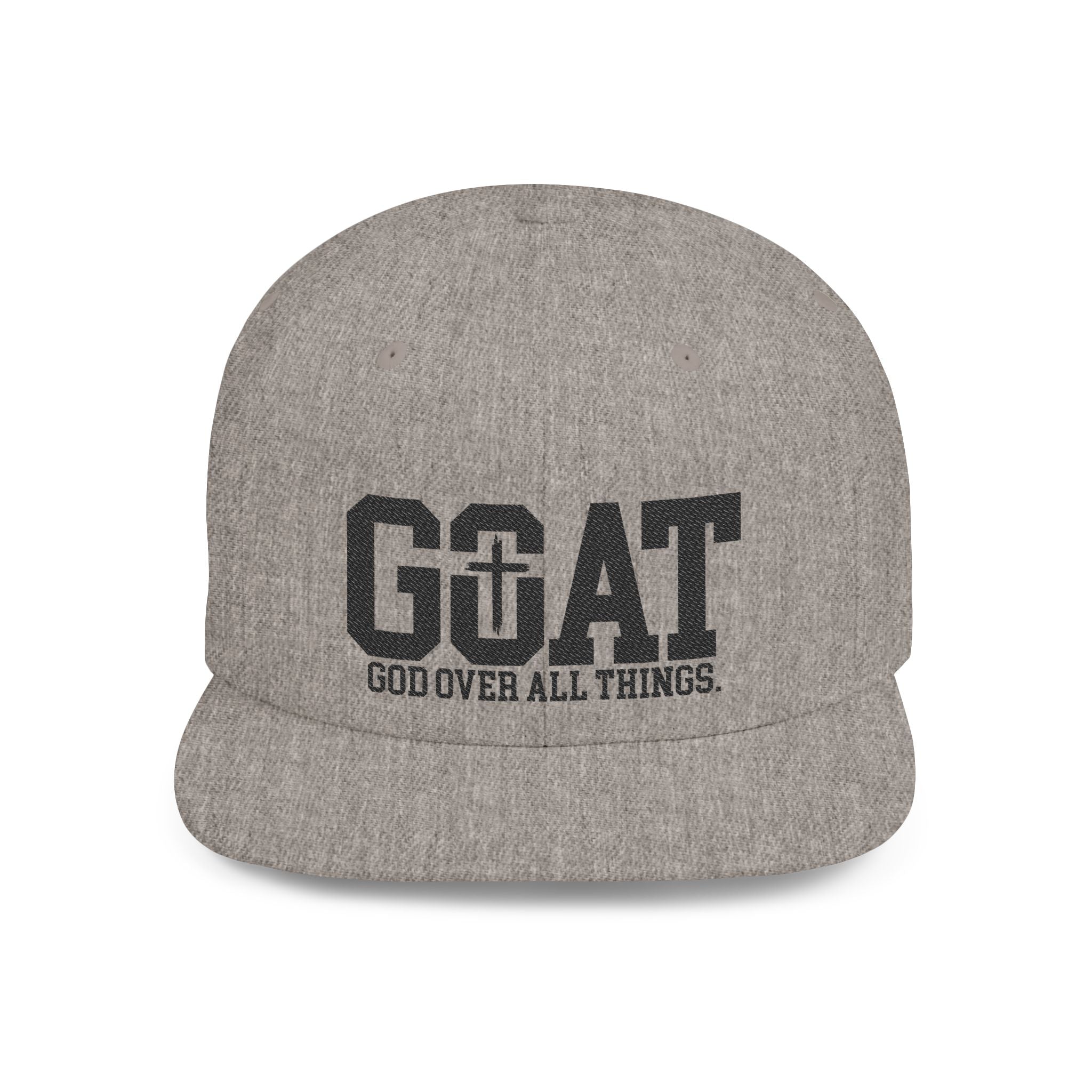 GOAT Snapback Hat — "God Over All Things" Flat-Bill Christian Baseball Cap