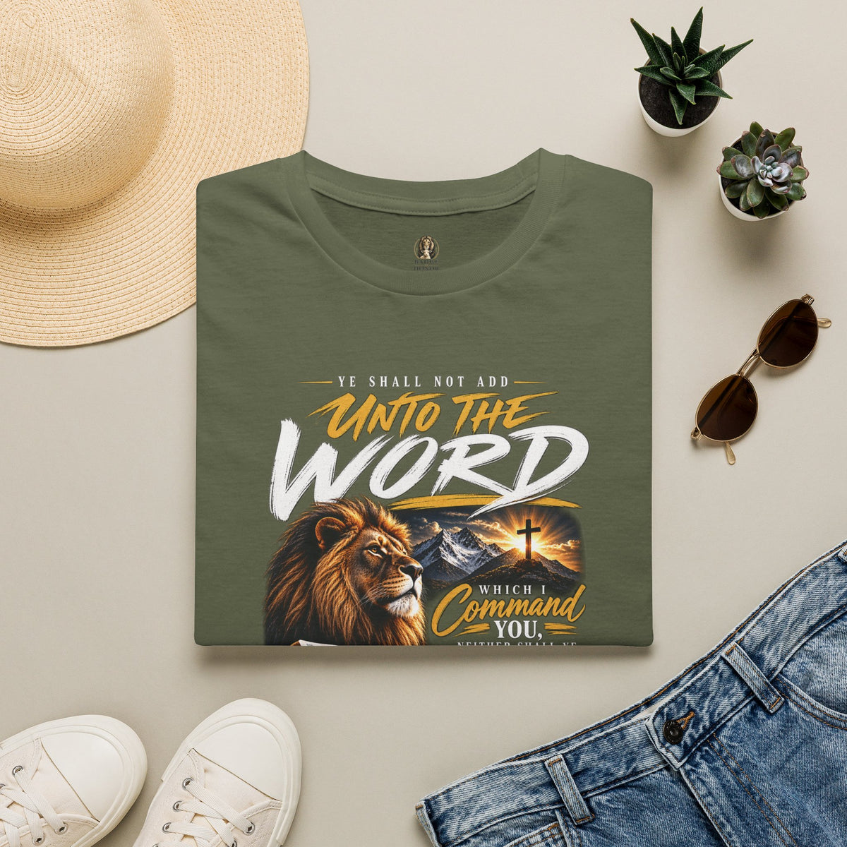 "Ye Shall Not Add Unto the Word" Lion Bible Verse - T-Shirt
