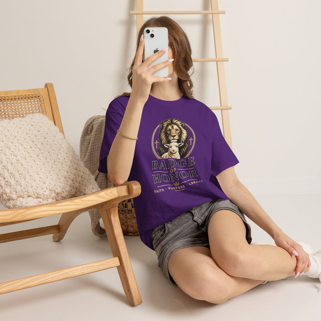 "Badge Of Honor" Lion Graphic Tee (Faith • Purpose • Legacy)