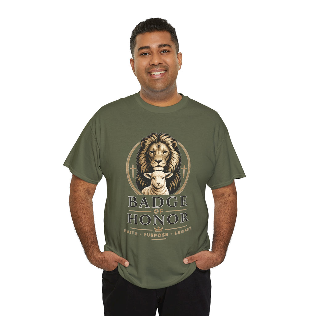 "Badge Of Honor" Lion Graphic Tee (Faith • Purpose • Legacy)