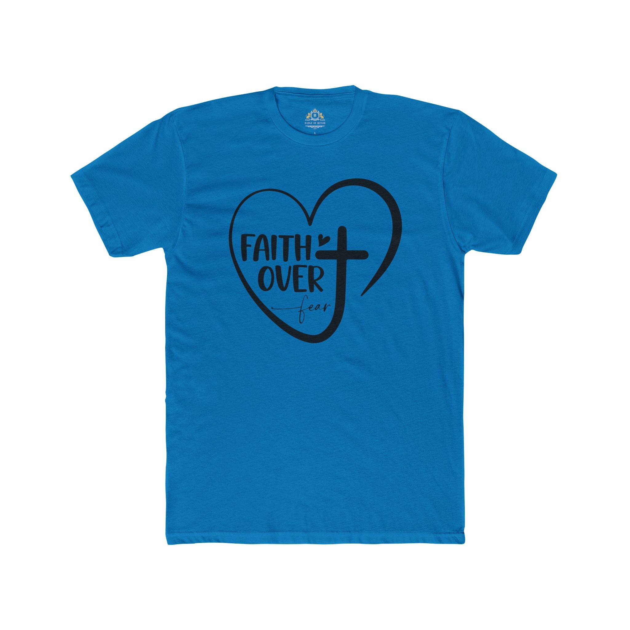 Faith Over Fear Heart T-Shirt — Christian Cross Inspirational Tee