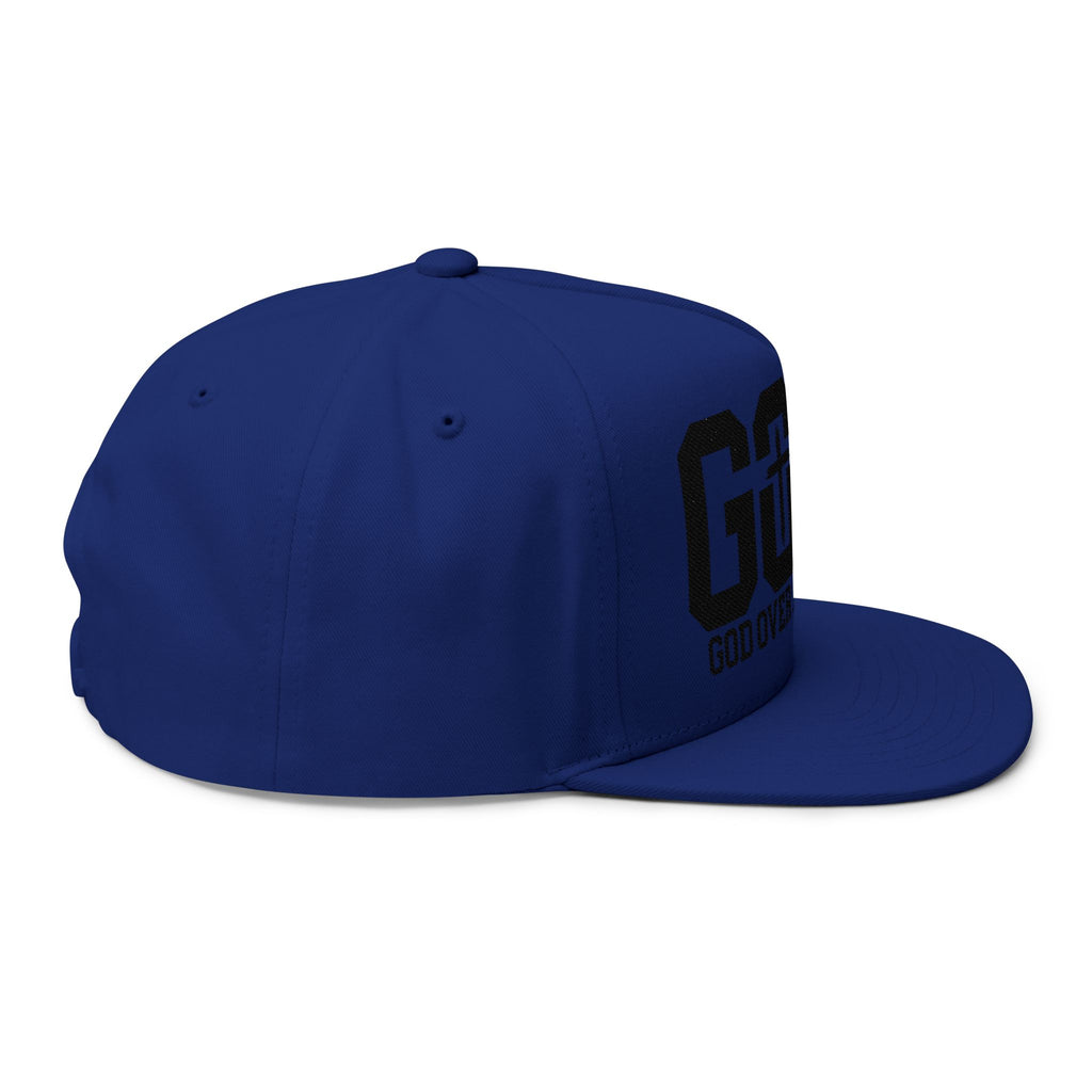 GOAT Embroidered Flat Bill Cap — "God Over All Things" Christian Snapback
