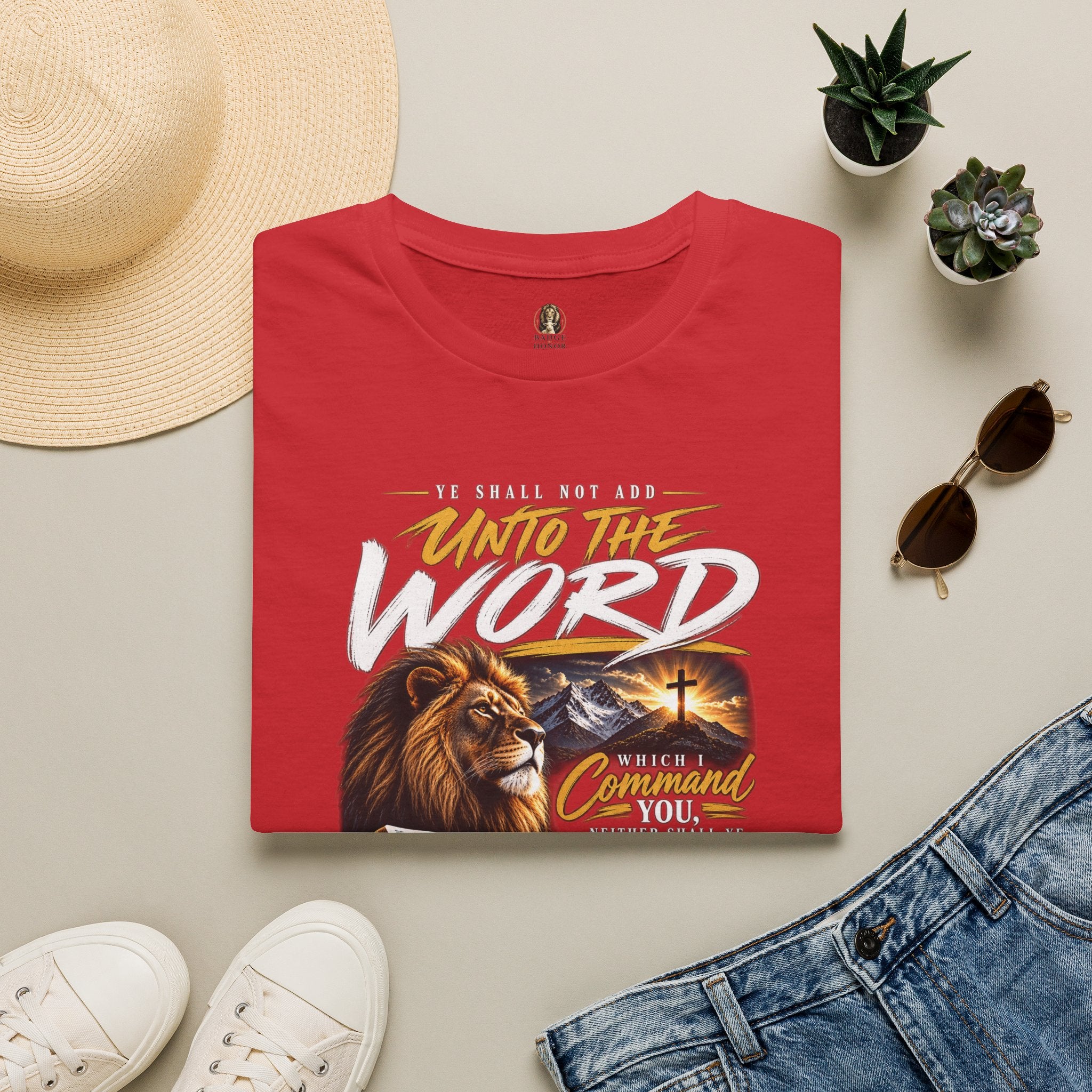 "Ye Shall Not Add Unto the Word" Lion Bible Verse - T-Shirt