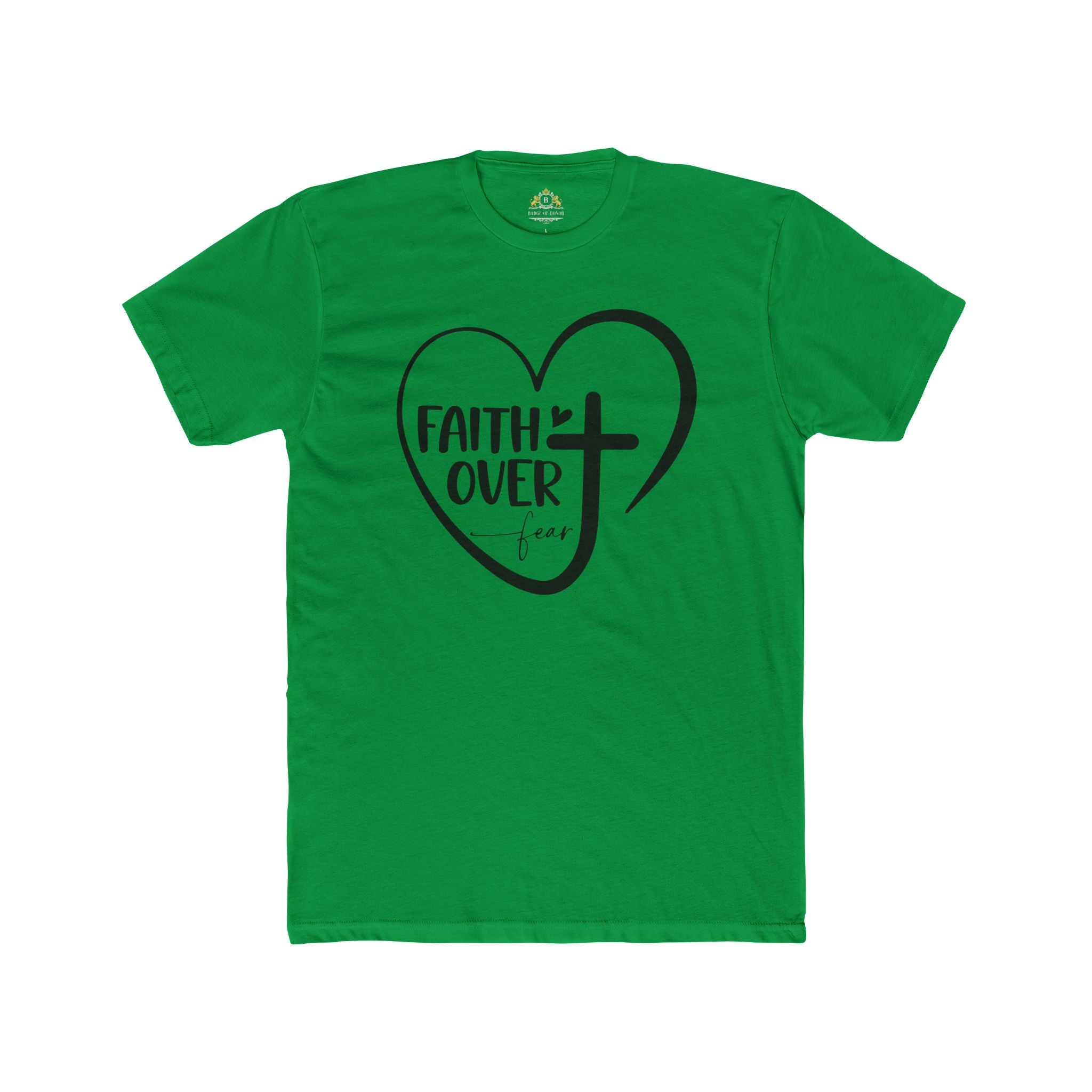 Faith Over Fear Heart T-Shirt — Christian Cross Inspirational Tee