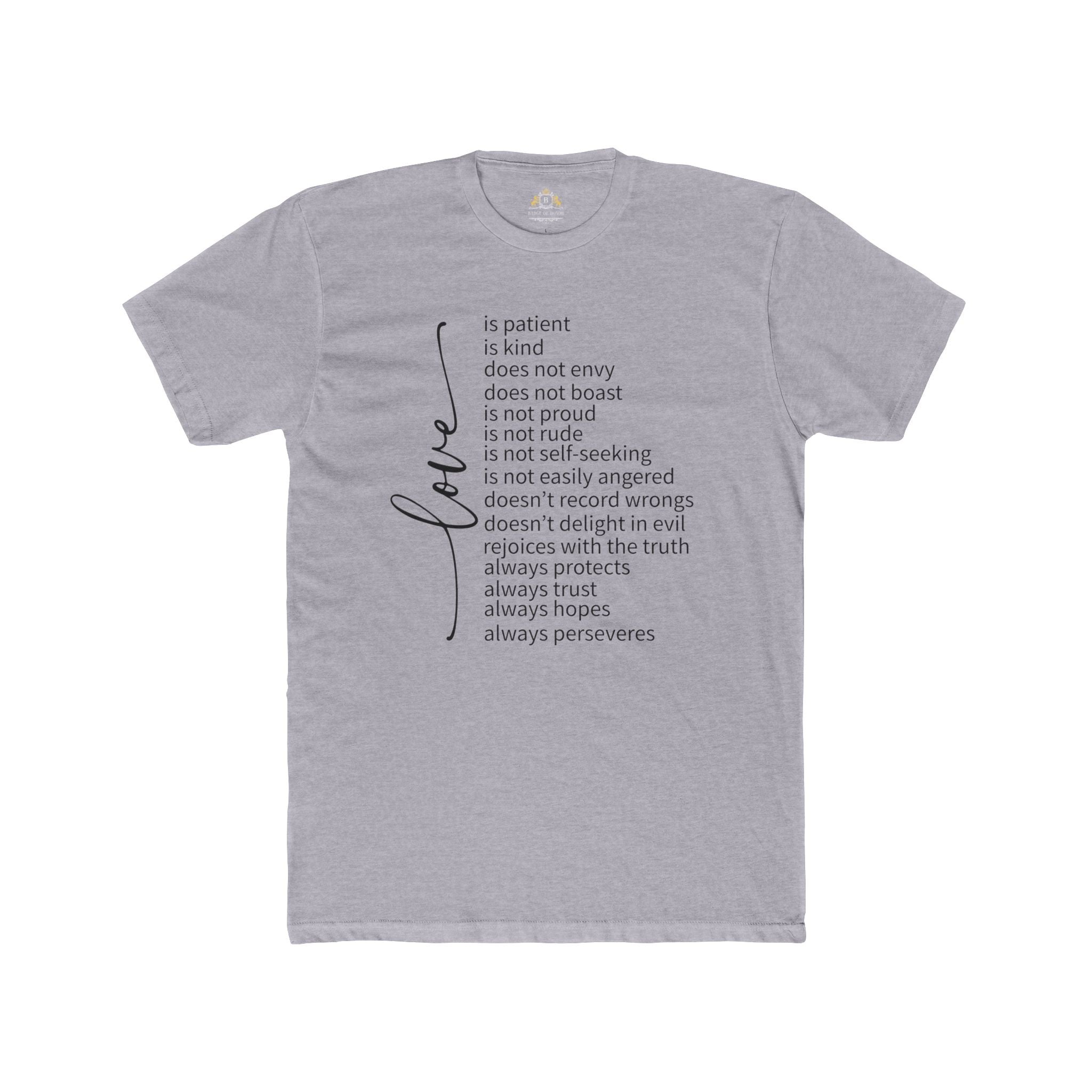 Love is Patient T-Shirt — Inspirational Scripture Typography Tee