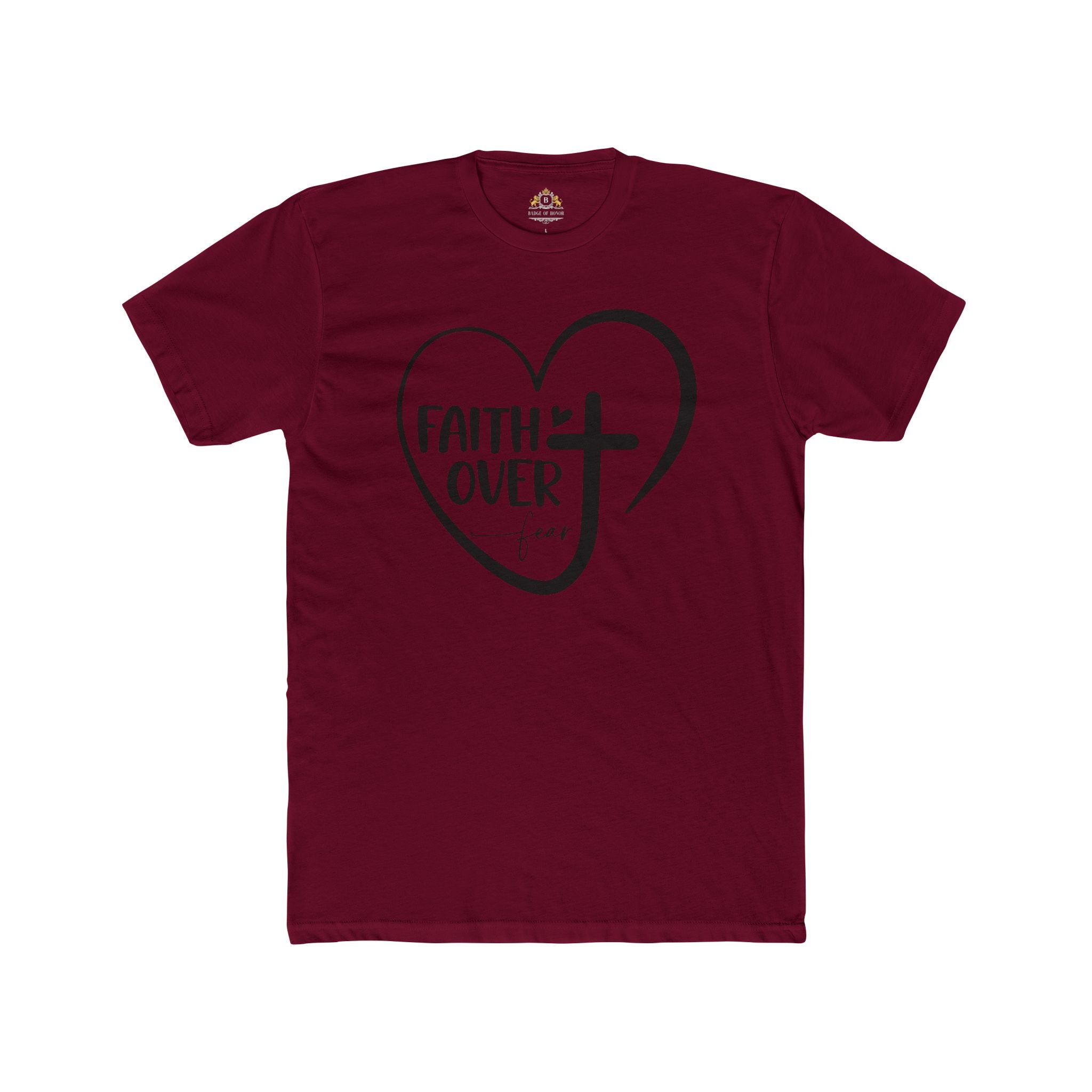 Faith Over Fear Heart T-Shirt — Christian Cross Inspirational Tee