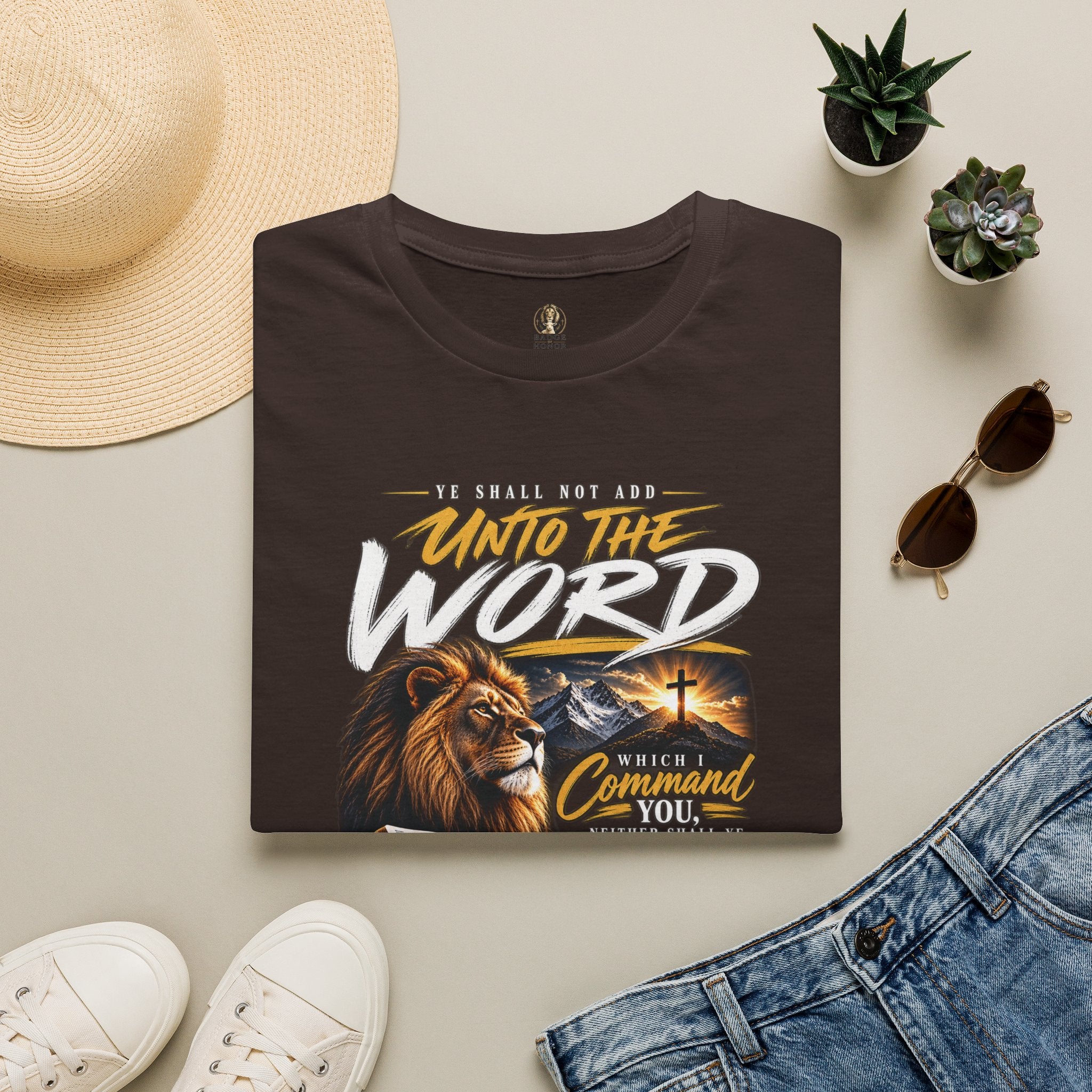 "Ye Shall Not Add Unto the Word" Lion Bible Verse - T-Shirt