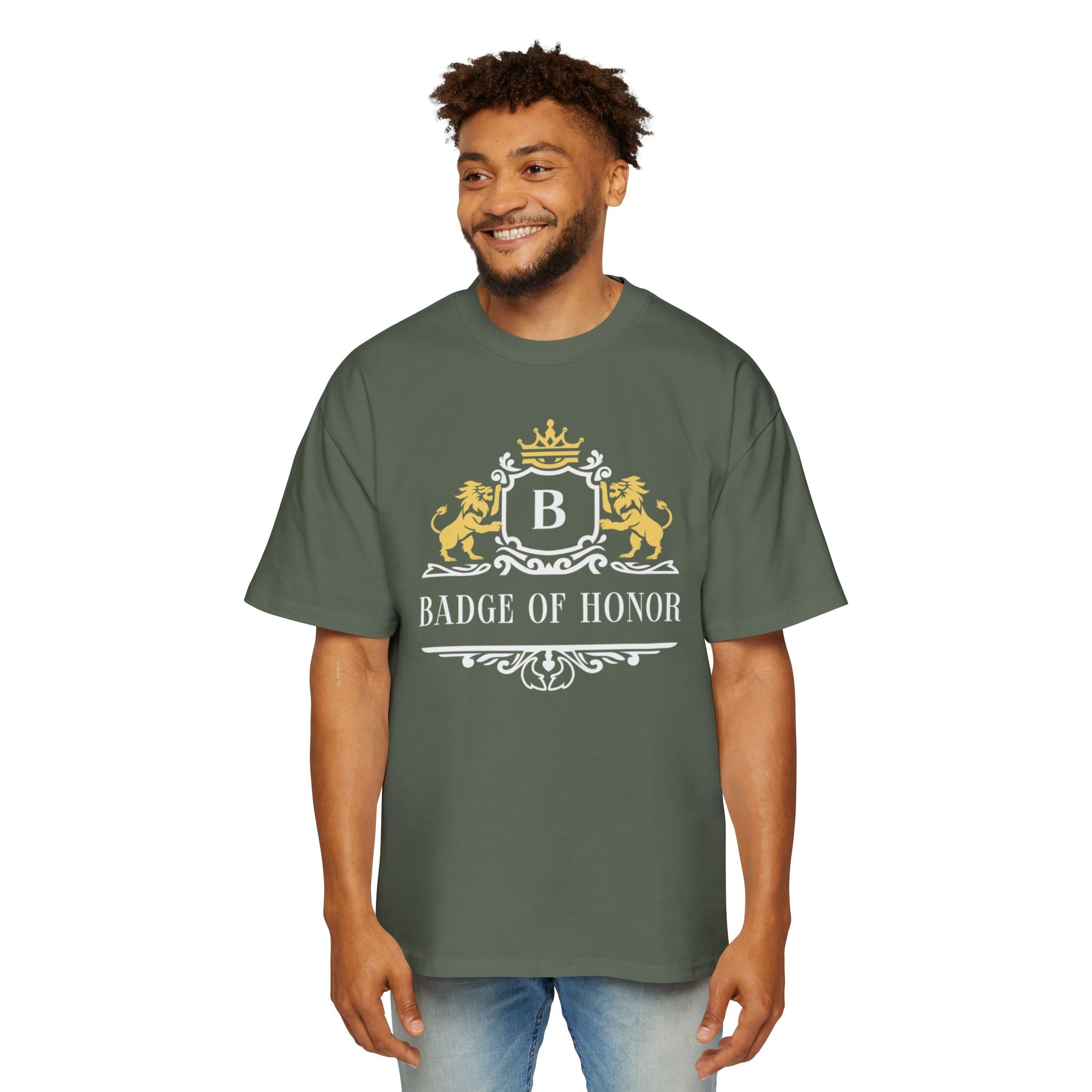 Badge Of Honor Crest Tee — Men's Oversized Graphic T-Shirt
