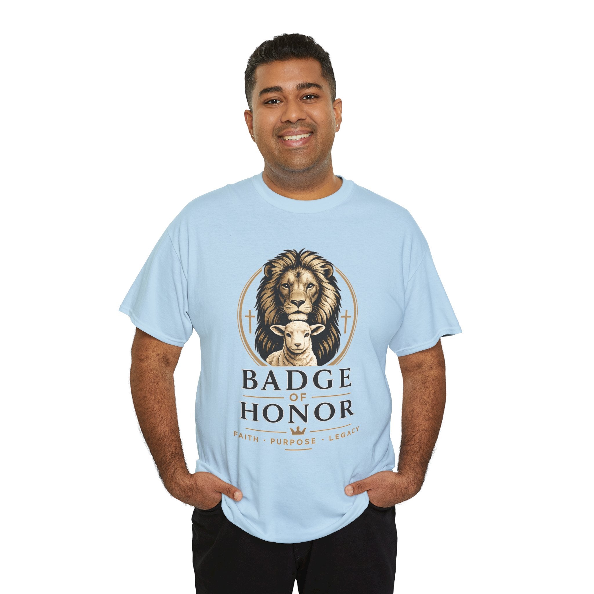 "Badge Of Honor" Lion Graphic Tee (Faith • Purpose • Legacy)