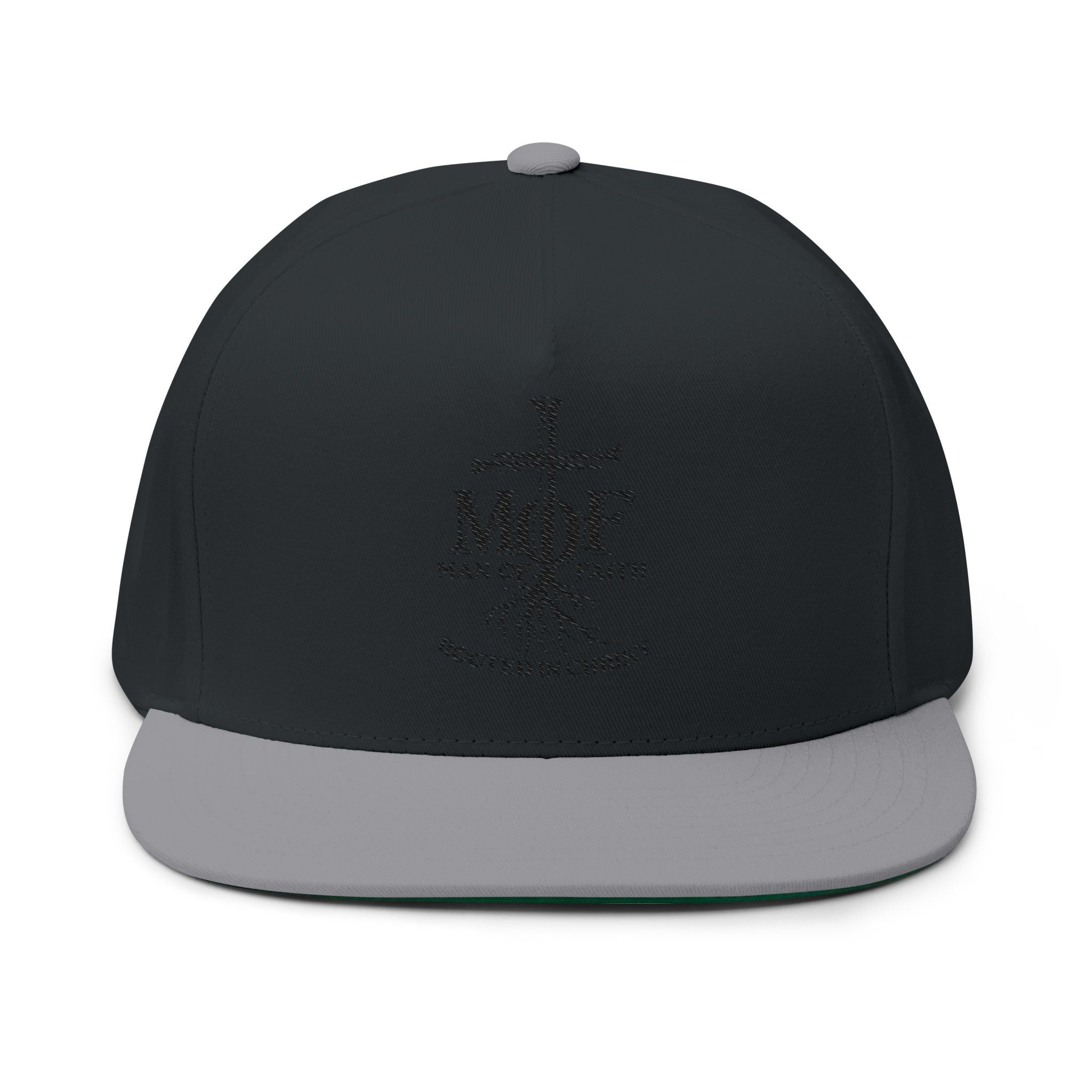 Embroidered 'Man of Faith' Flat Bill Cap — Rooted in Christ Snapback