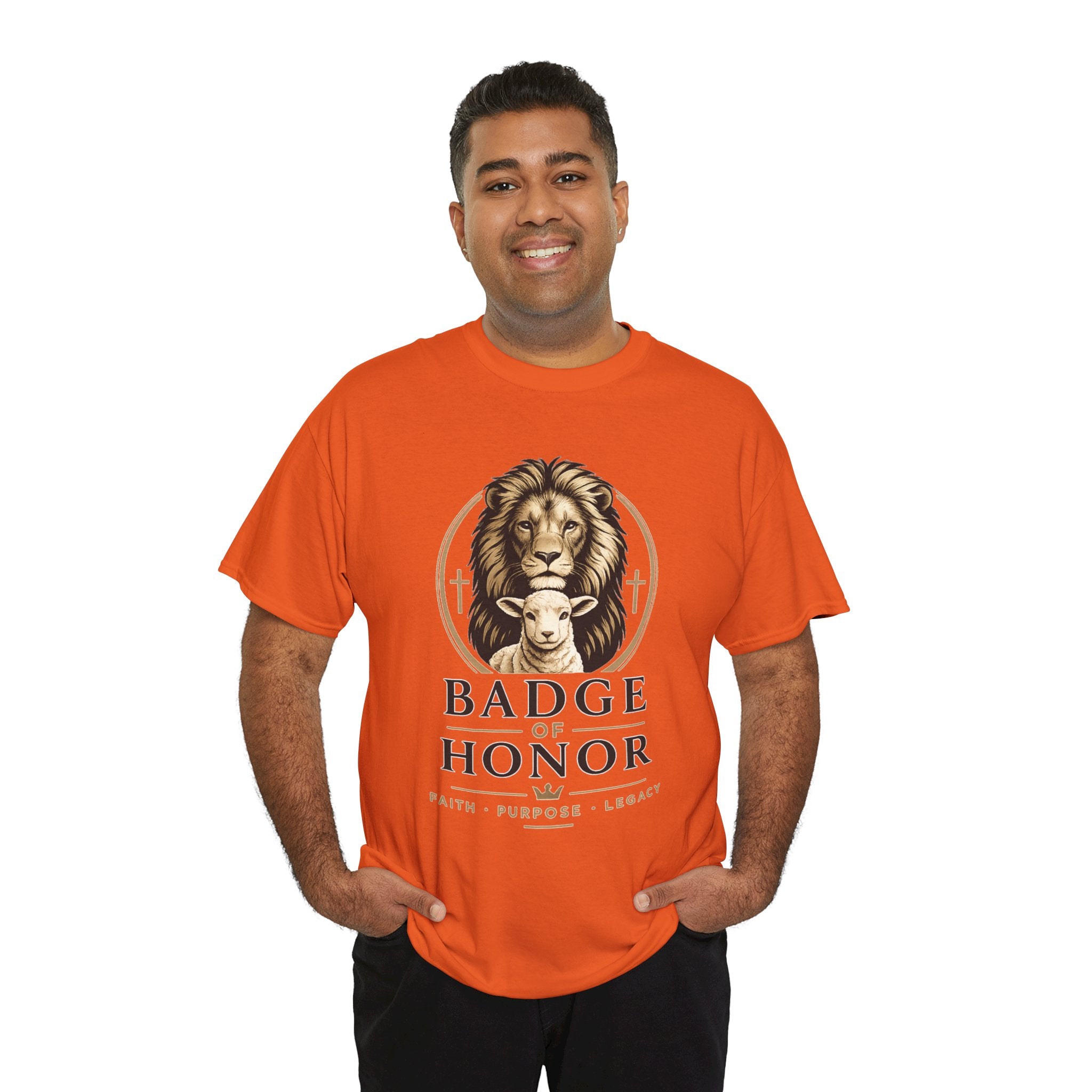 "Badge Of Honor" Lion Graphic Tee (Faith • Purpose • Legacy)