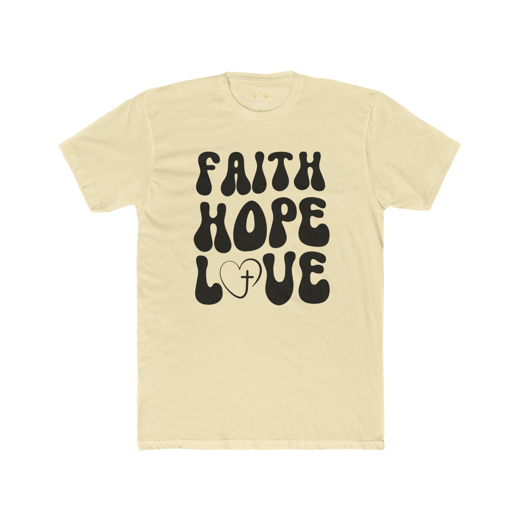 Faith Hope Love T‑Shirt — Retro Christian Tee with Heart & Cross