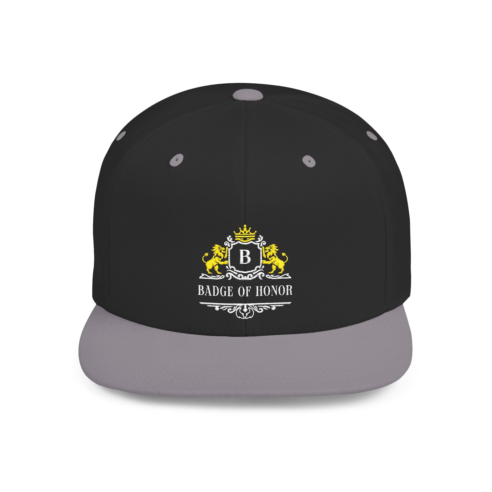 Badge Of Honor Crest Snapback Hat — 'B' Royal Emblem Flat-Bill Cap