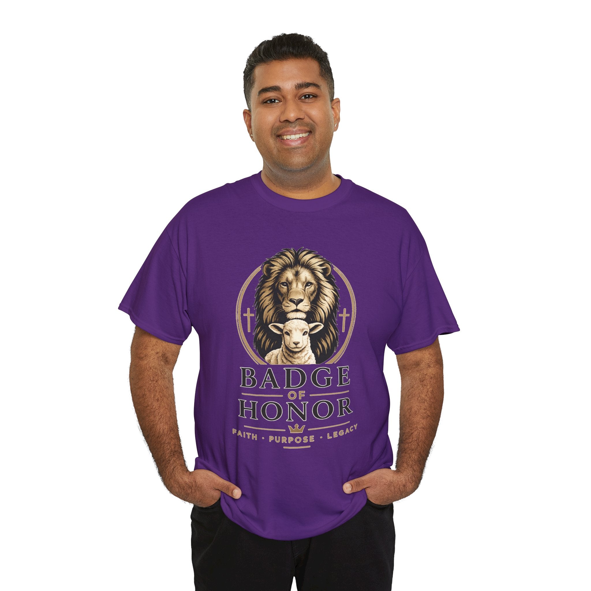 "Badge Of Honor" Lion Graphic Tee (Faith • Purpose • Legacy)