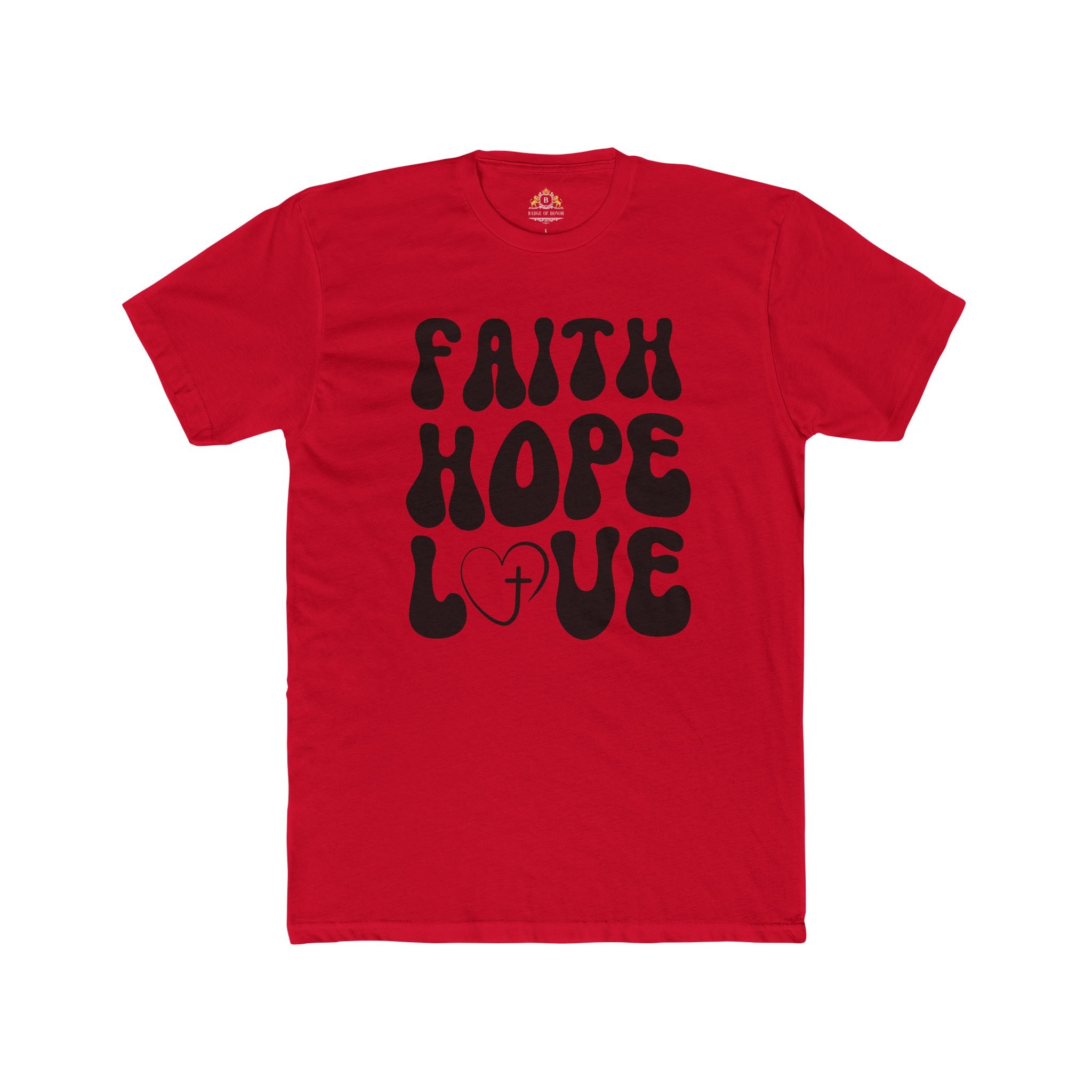 Faith Hope Love T‑Shirt — Retro Christian Tee with Heart & Cross