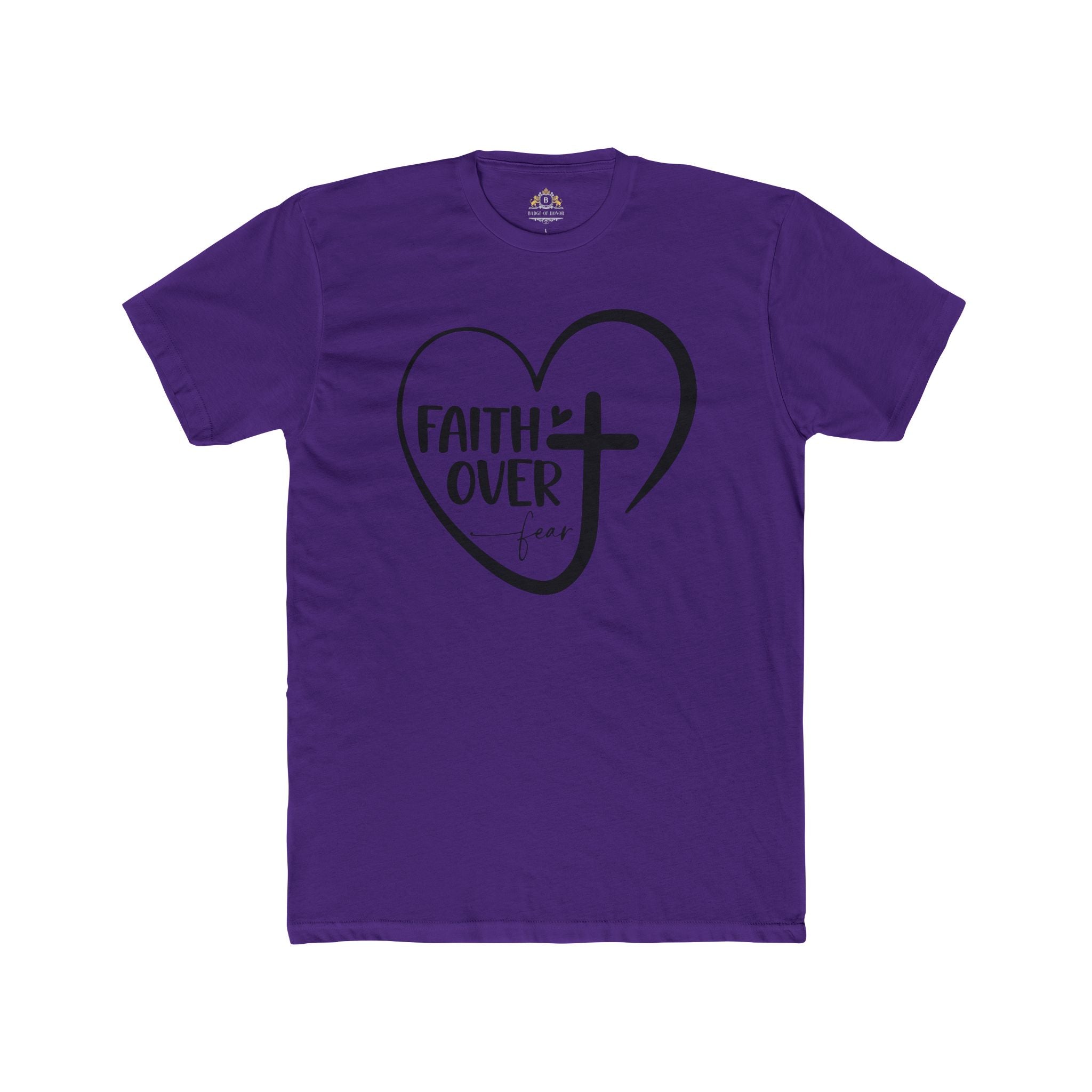 Faith Over Fear Heart T-Shirt — Christian Cross Inspirational Tee