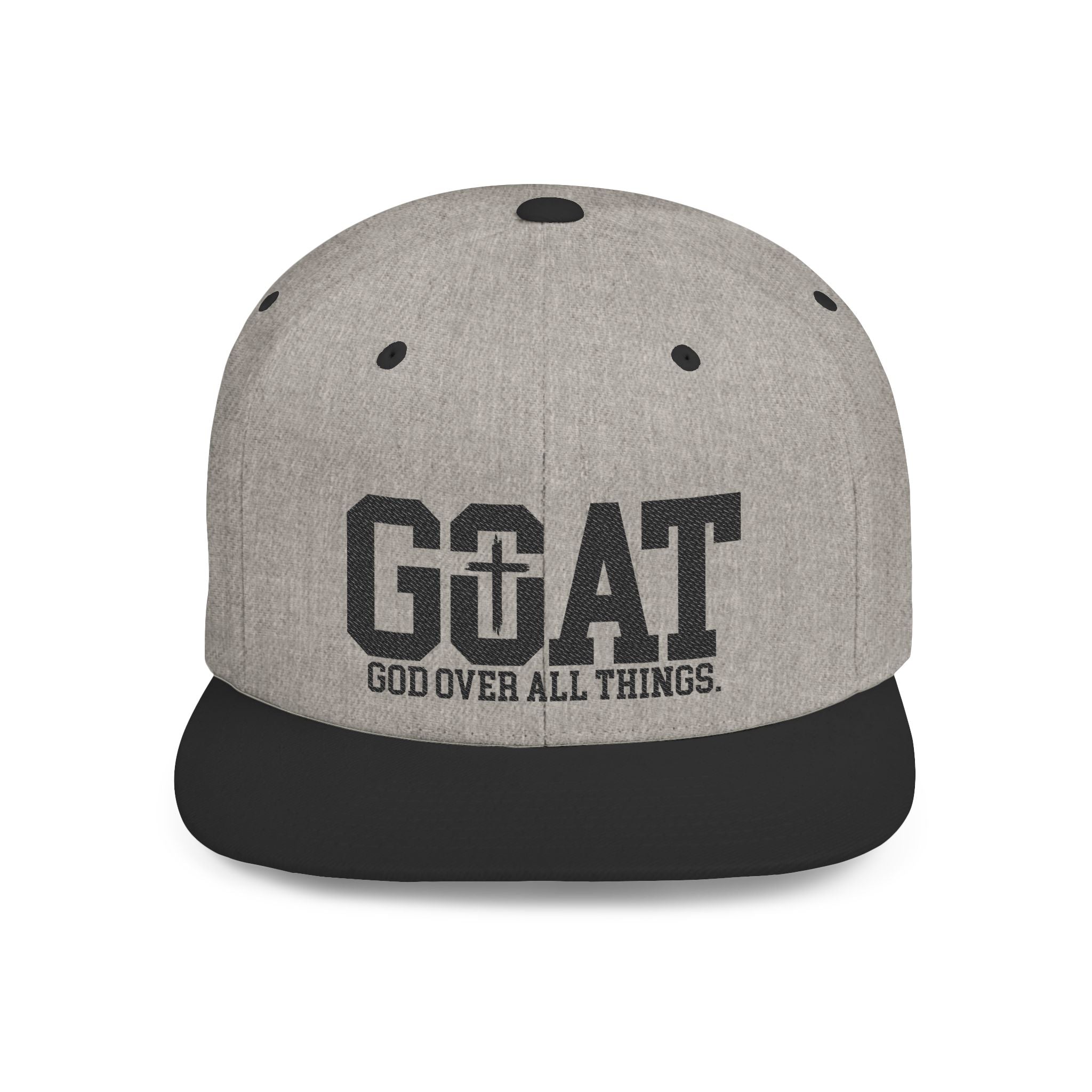 GOAT Snapback Hat — "God Over All Things" Flat-Bill Christian Baseball Cap