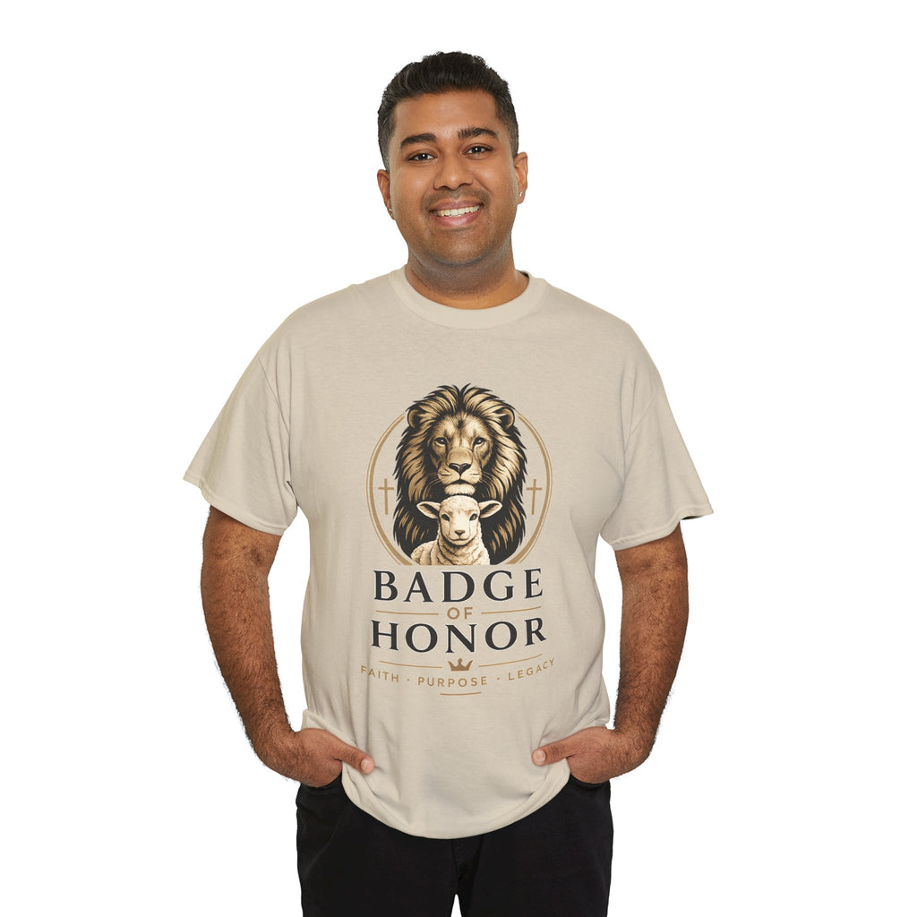 "Badge Of Honor" Lion Graphic Tee (Faith • Purpose • Legacy)